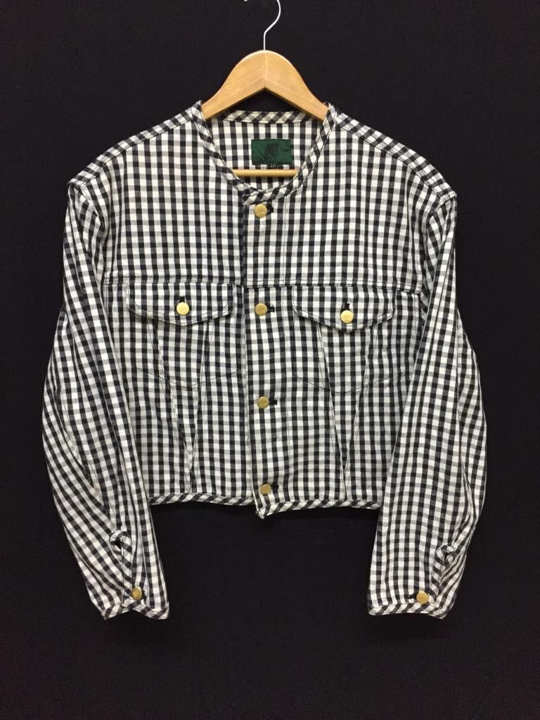 Jean Paul Gaultier SS88 JPG checkered tartan balloon crop denim jacket Size US M / EU 48-50 / 2 - 4 Thumbnail