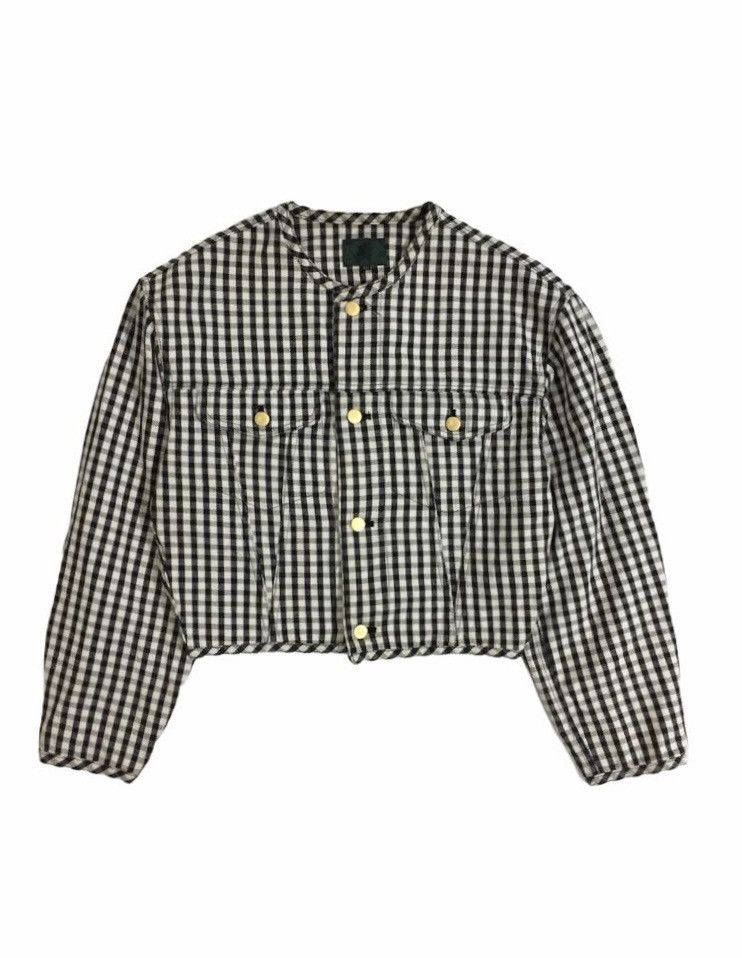 Jean Paul Gaultier SS88 JPG checkered tartan balloon crop denim jacket Size US M / EU 48-50 / 2 - 1 Thumbnail
