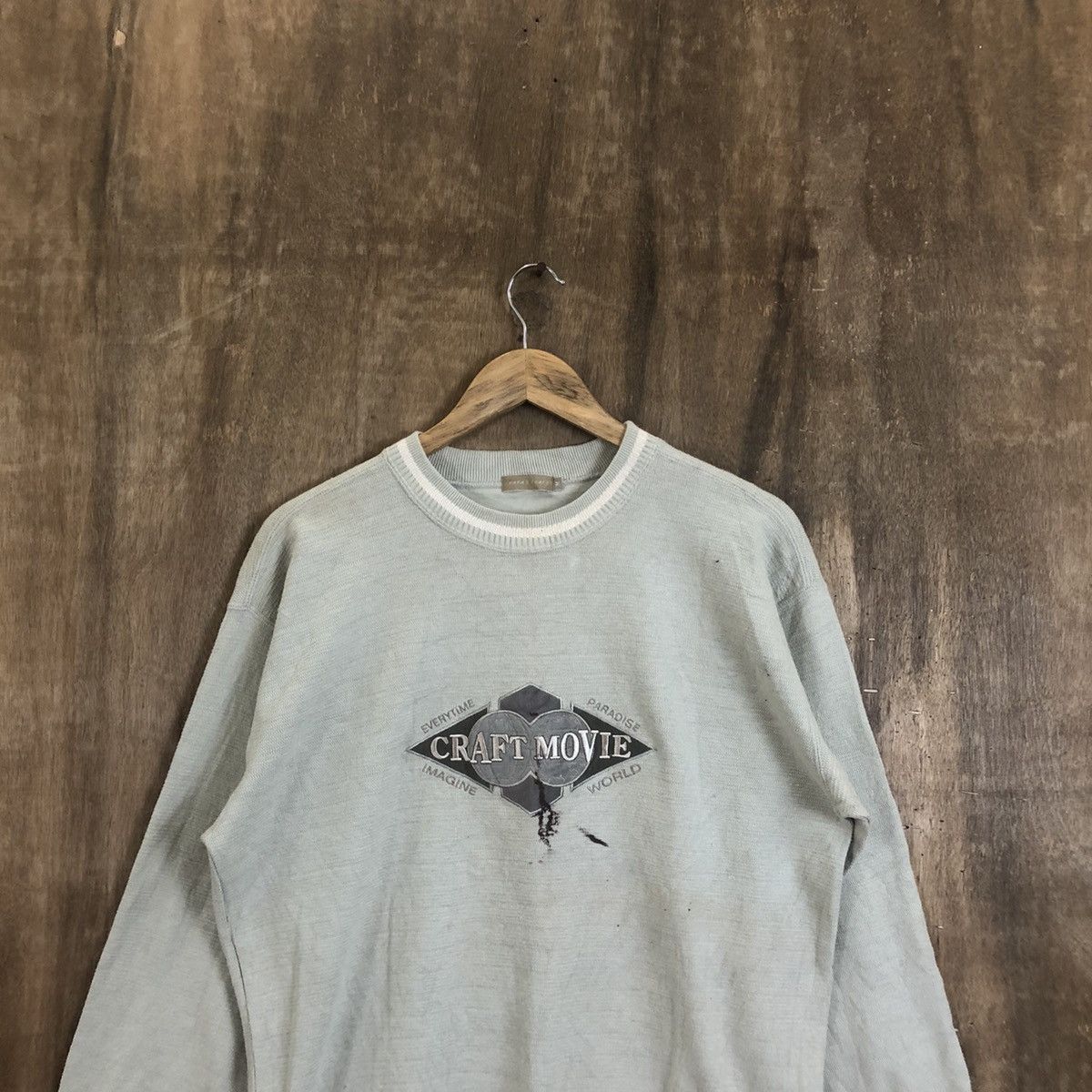 Japanese Brand Vintage Papa Craft Movie light Green Knitwear #100 Size US M / EU 48-50 / 2 - 2 Thumbnail