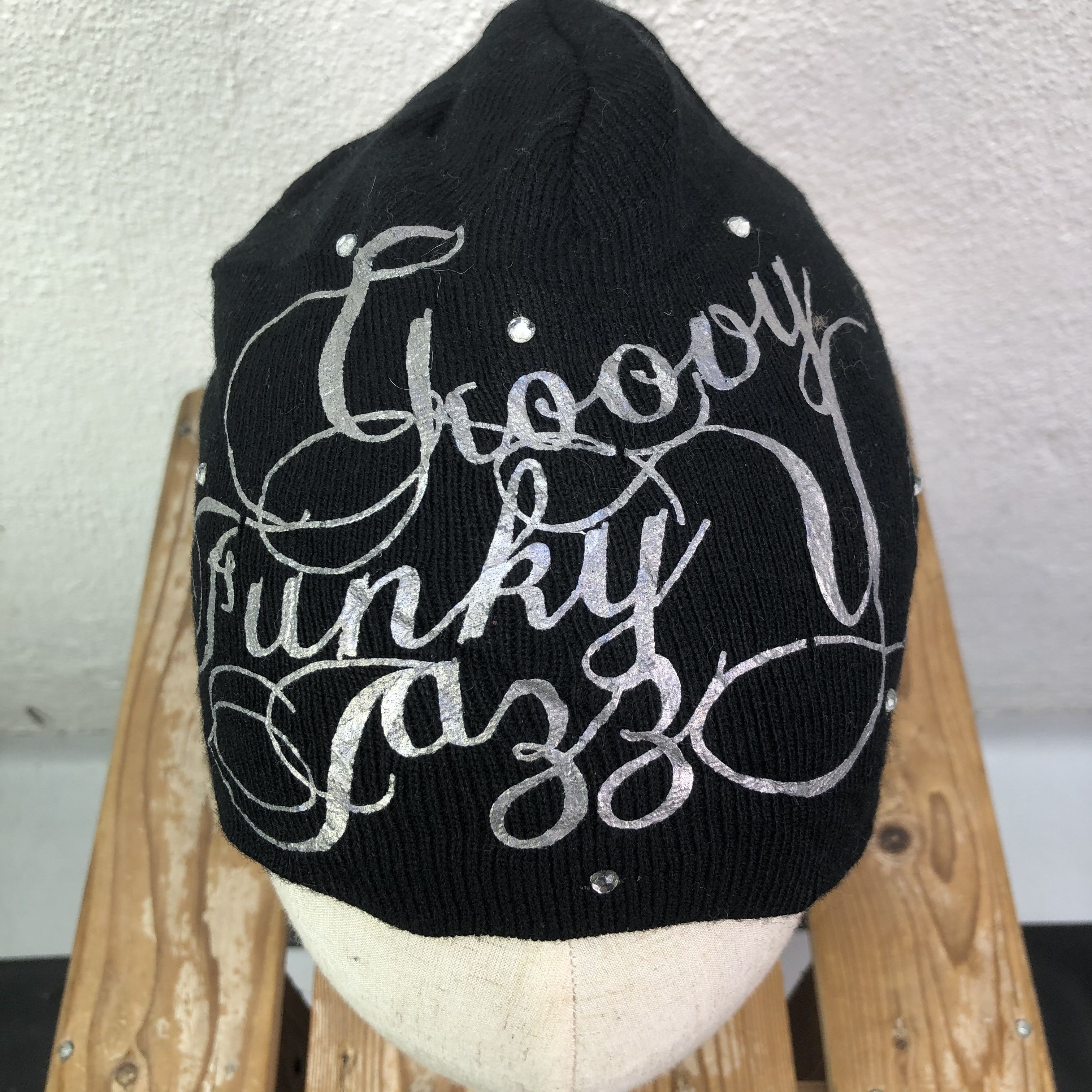 Japanese Brand We Yant Funky Black Beanie Hat Size ONE SIZE - 2 Thumbnail