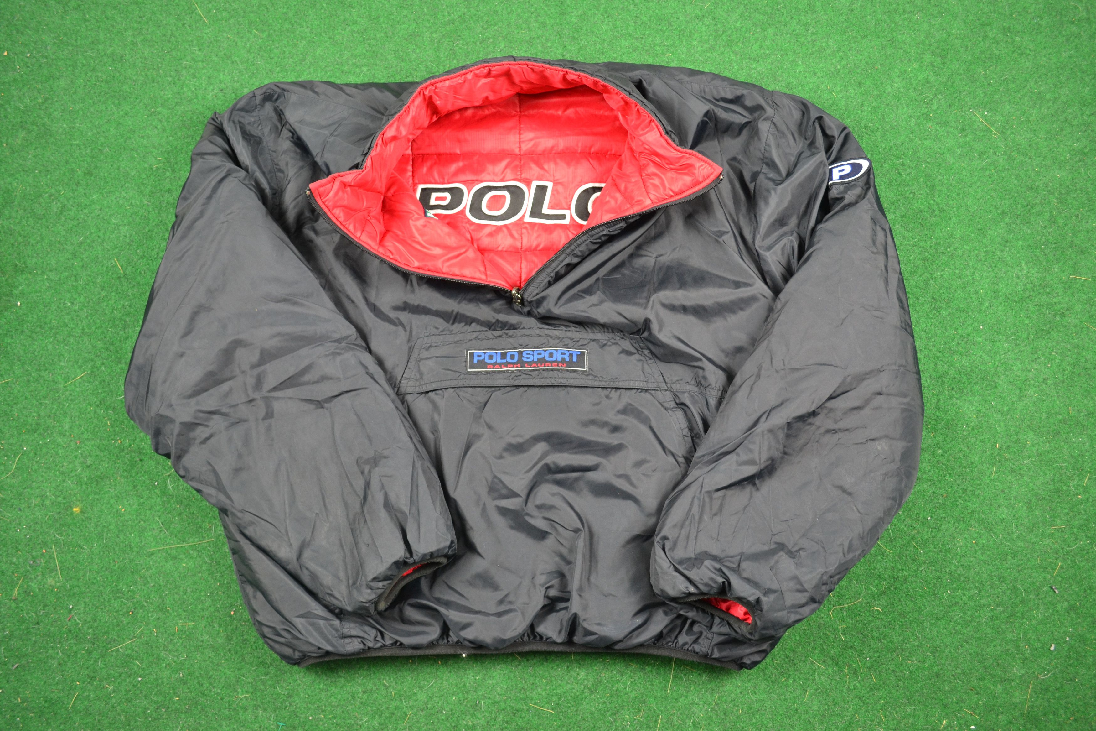 90s Reversible Polo Sport Puffer Jacket Sweater Bear Snow