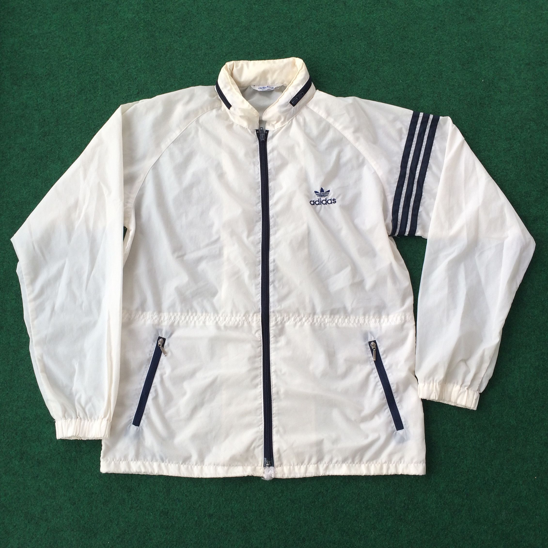 Adidas Stripe Zipper Size L White Sweater