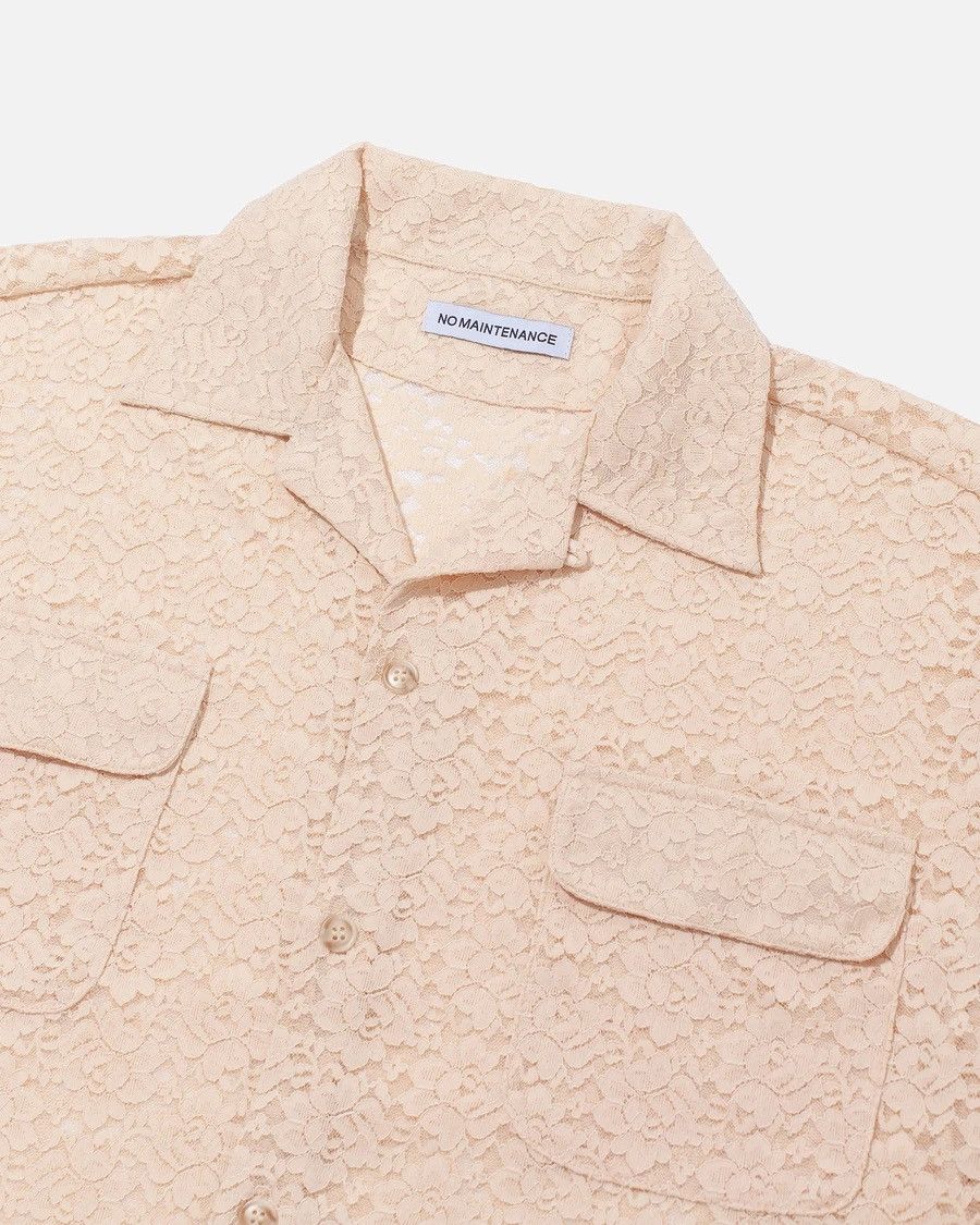 Designer × Streetwear × Vintage NO MAINTENANCE “LEY” CREAM LACE CAMP COLLAR  SHIRT | Grailed