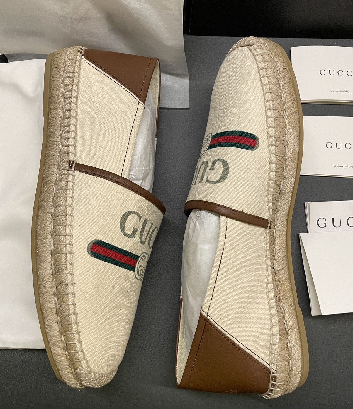Gucci Limited Edition Runway Gucci Logo Leather Espadrilles Sheos Size US 9.5 / EU 42-43 - 11 Thumbnail
