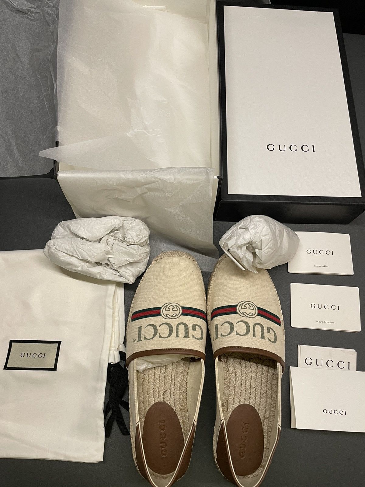 Gucci Limited Edition Runway Gucci Logo Leather Espadrilles Sheos Size US 9.5 / EU 42-43 - 18 Thumbnail