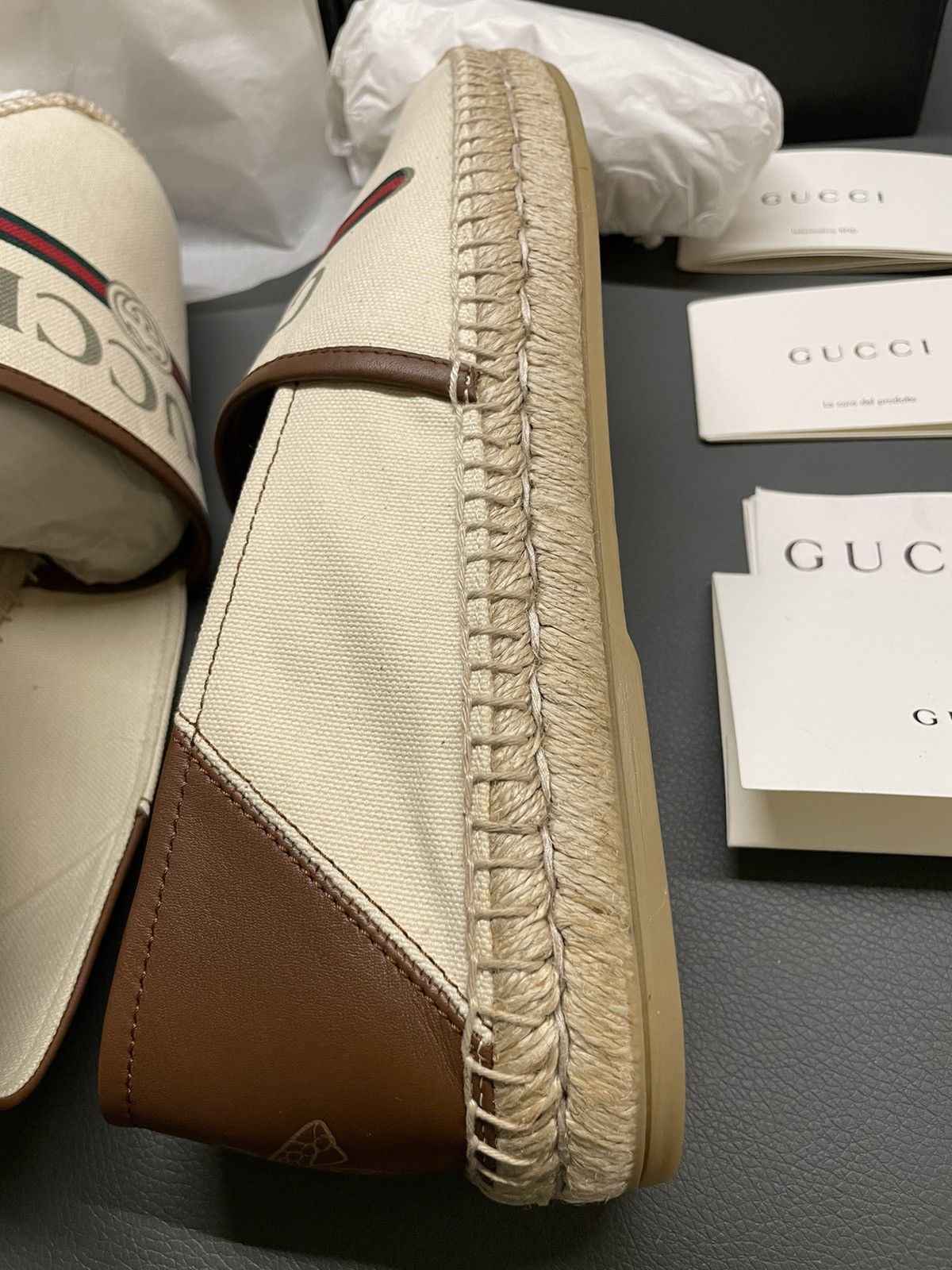 Gucci Limited Edition Runway Gucci Logo Leather Espadrilles Sheos Size US 9.5 / EU 42-43 - 20 Thumbnail
