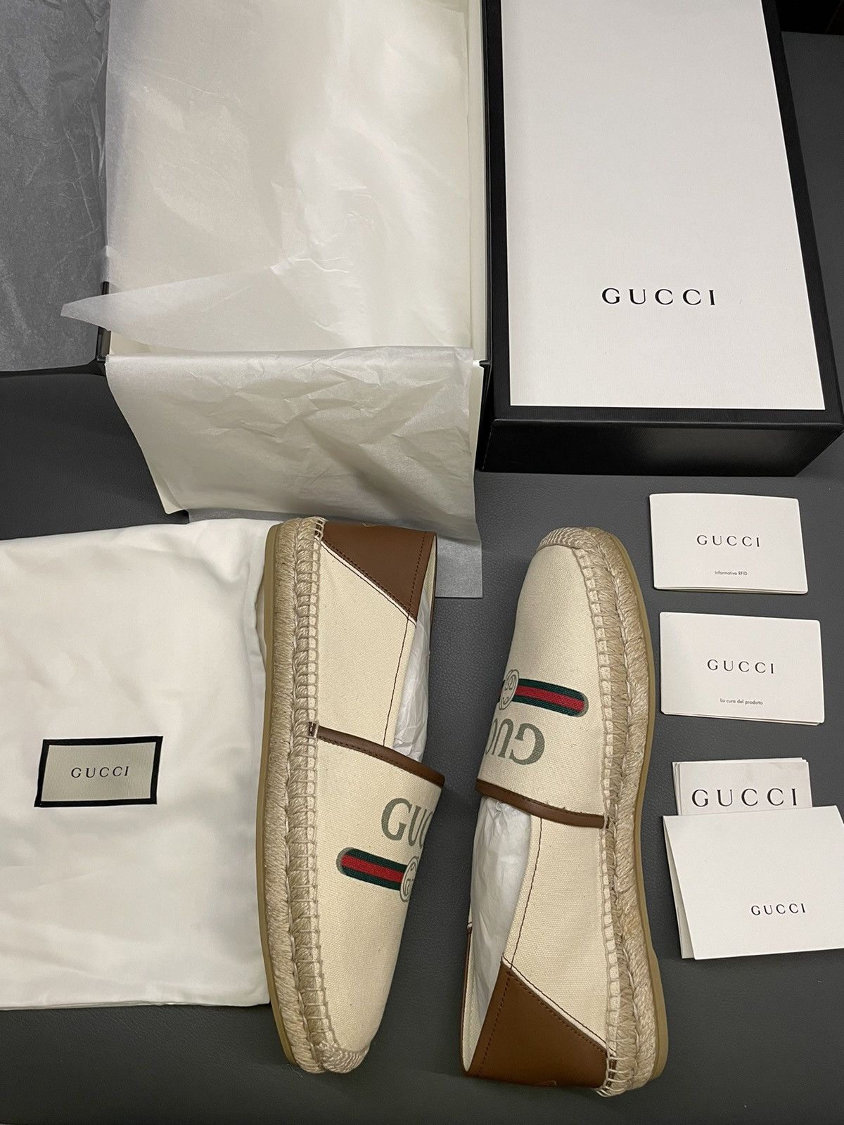 Gucci Limited Edition Runway Gucci Logo Leather Espadrilles Sheos Size US 9.5 / EU 42-43 - 10 Thumbnail