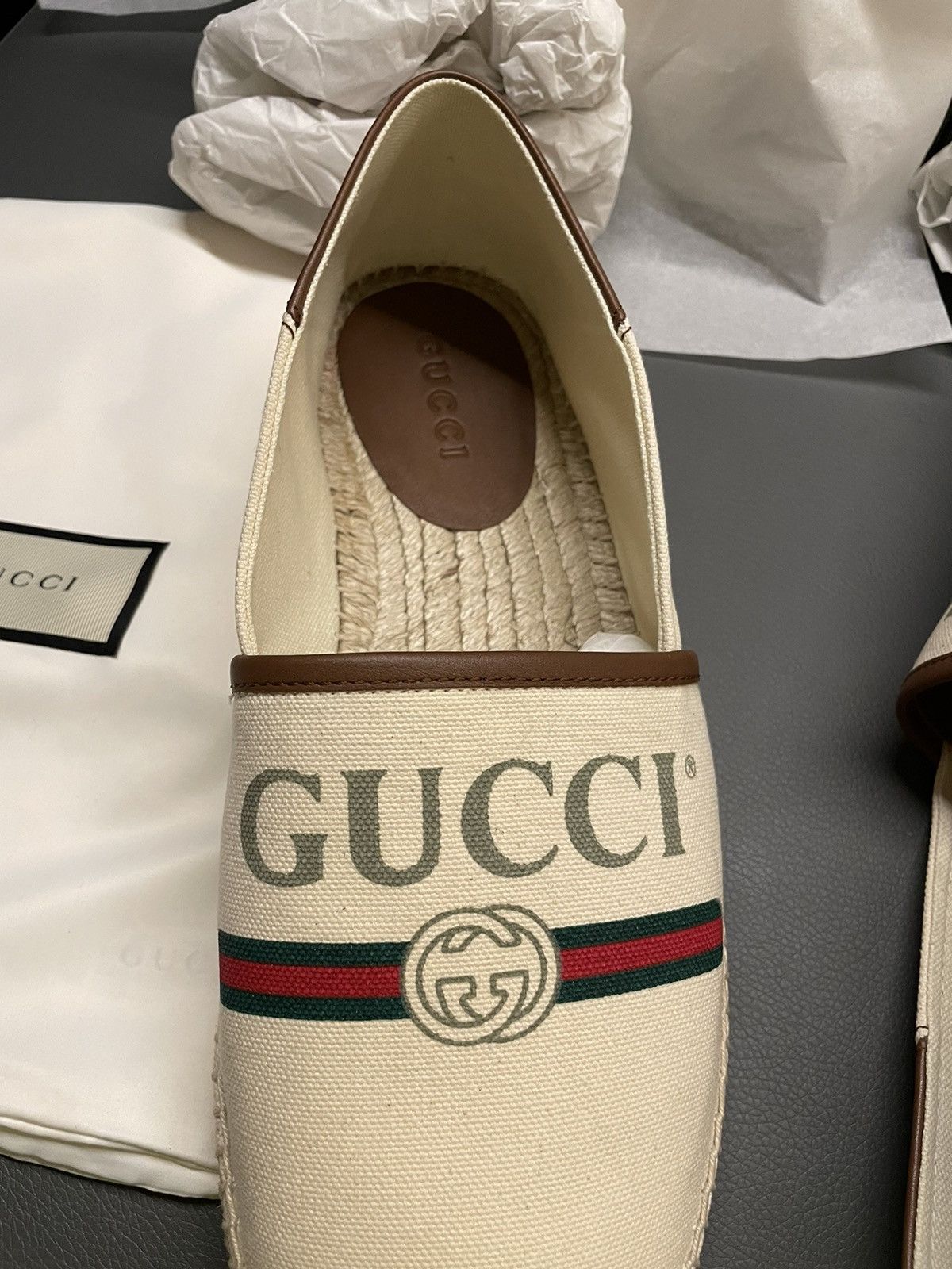 Gucci Limited Edition Runway Gucci Logo Leather Espadrilles Sheos Size US 9.5 / EU 42-43 - 21 Thumbnail