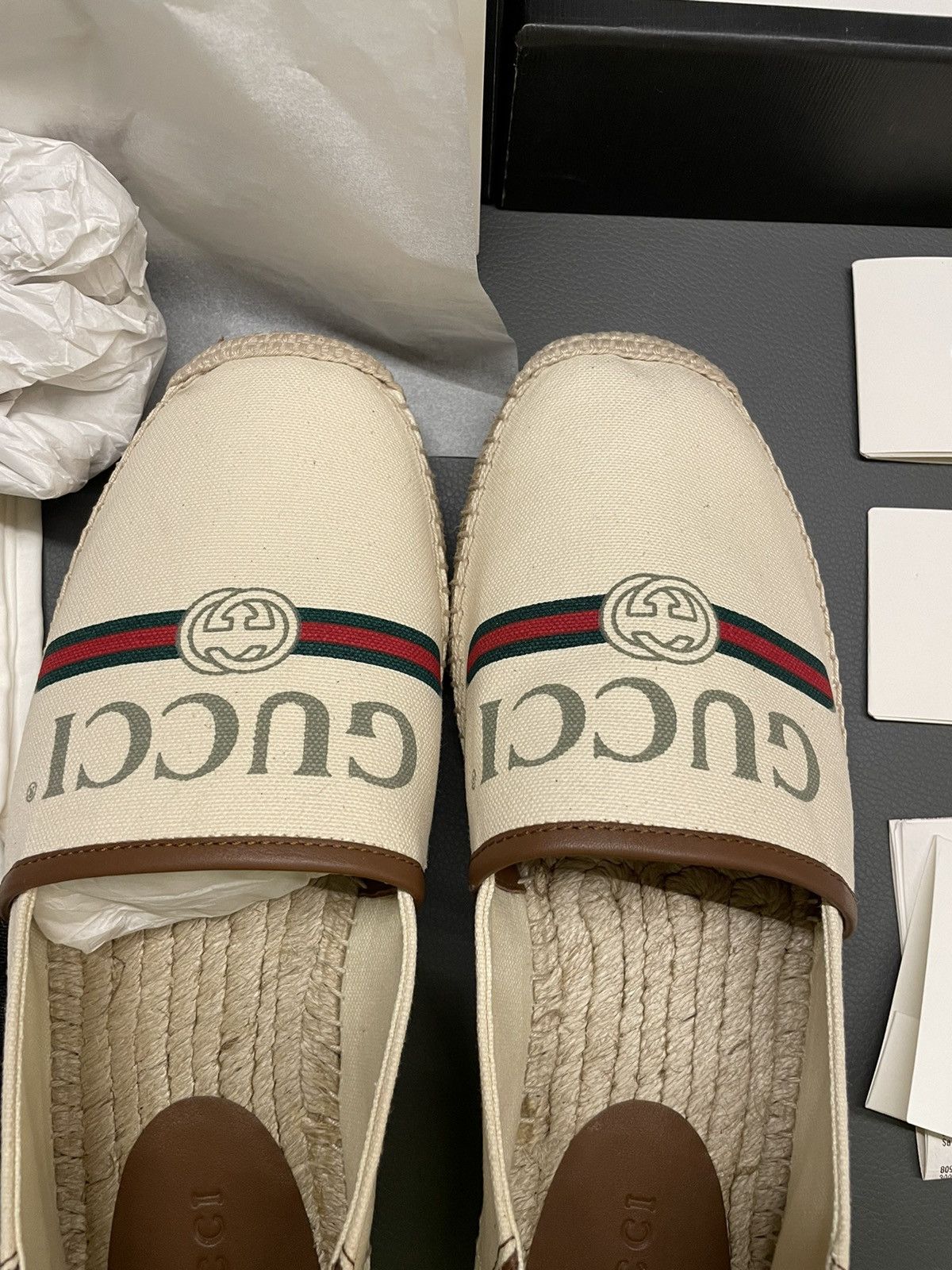 Gucci Limited Edition Runway Gucci Logo Leather Espadrilles Sheos Size US 9.5 / EU 42-43 - 17 Thumbnail