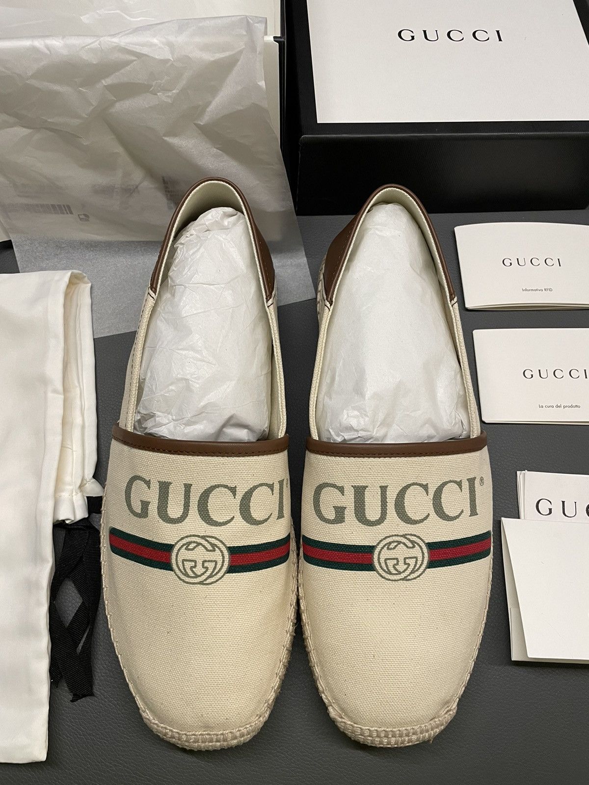 Gucci Limited Edition Runway Gucci Logo Leather Espadrilles Sheos Size US 9.5 / EU 42-43 - 3 Thumbnail