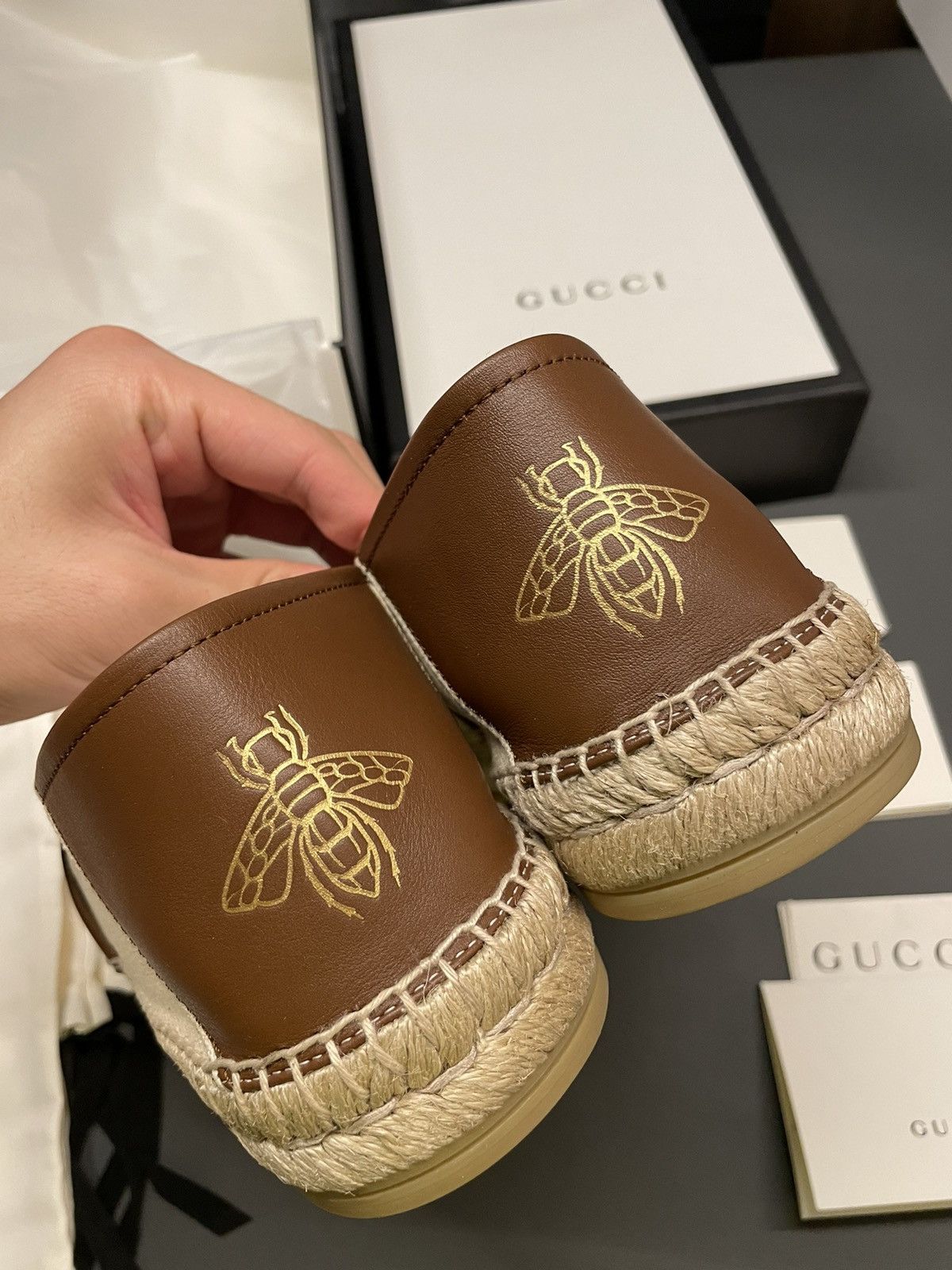 Gucci Limited Edition Runway Gucci Logo Leather Espadrilles Sheos Size US 9.5 / EU 42-43 - 4 Thumbnail