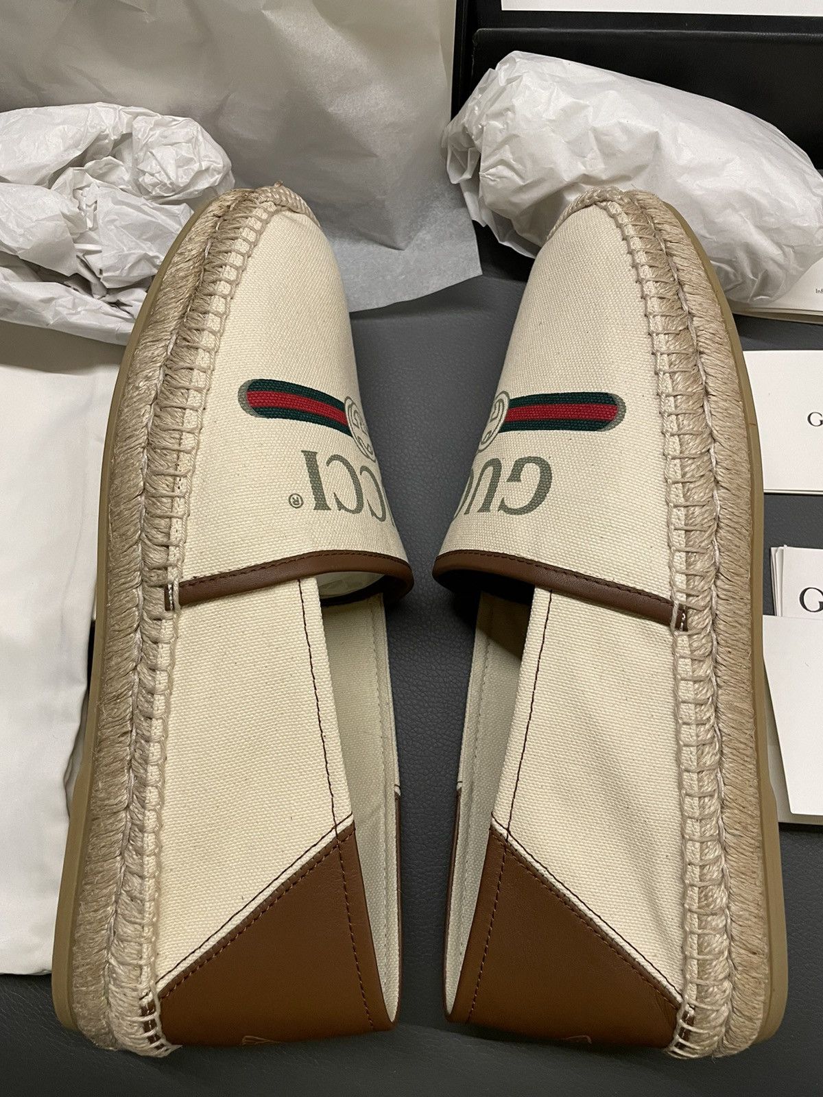 Gucci Limited Edition Runway Gucci Logo Leather Espadrilles Sheos Size US 9.5 / EU 42-43 - 19 Thumbnail