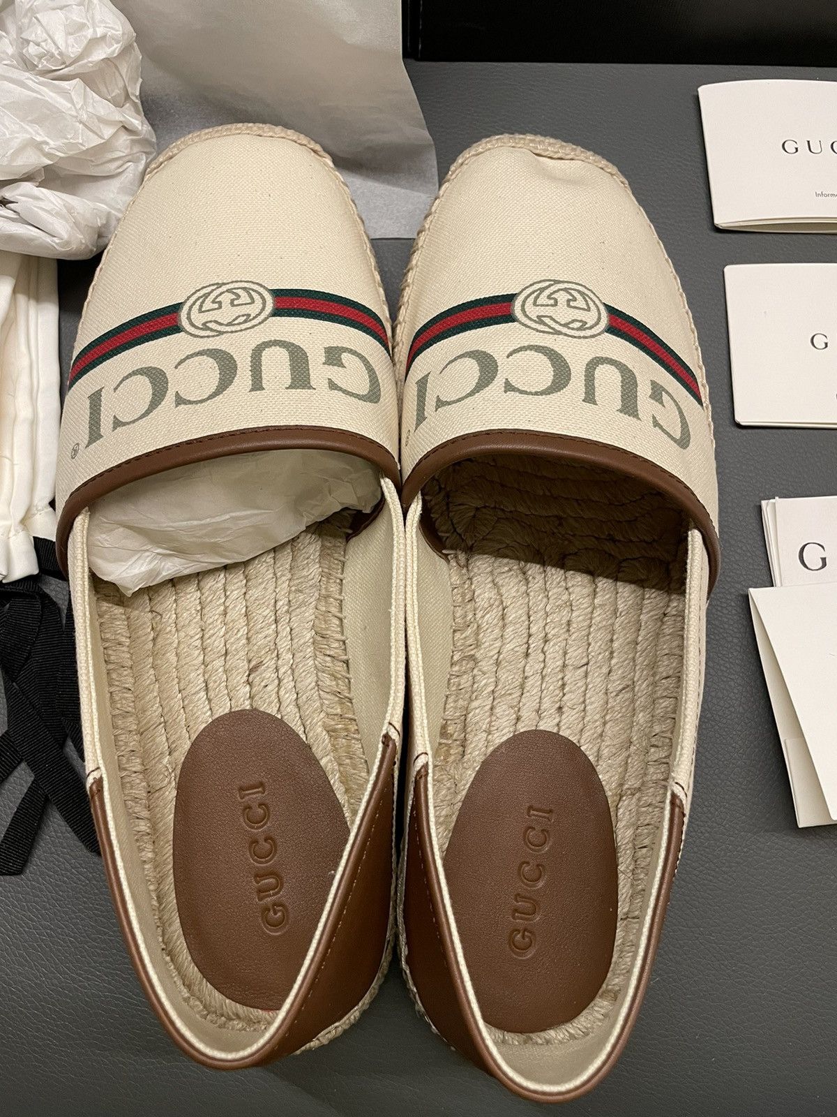 Gucci Limited Edition Runway Gucci Logo Leather Espadrilles Sheos Size US 9.5 / EU 42-43 - 15 Thumbnail