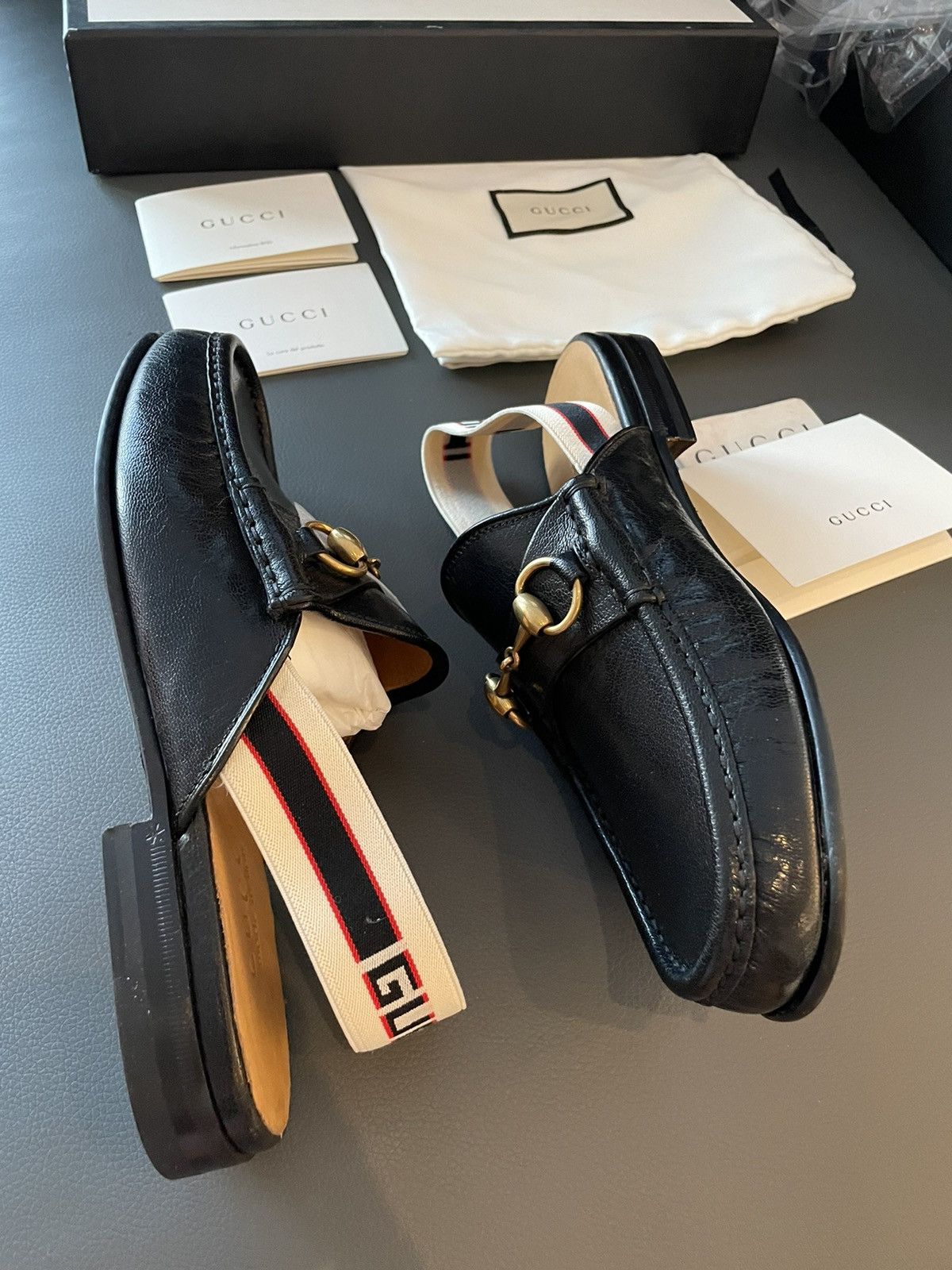 Horsebit fashion gucci stripe slingback slipper