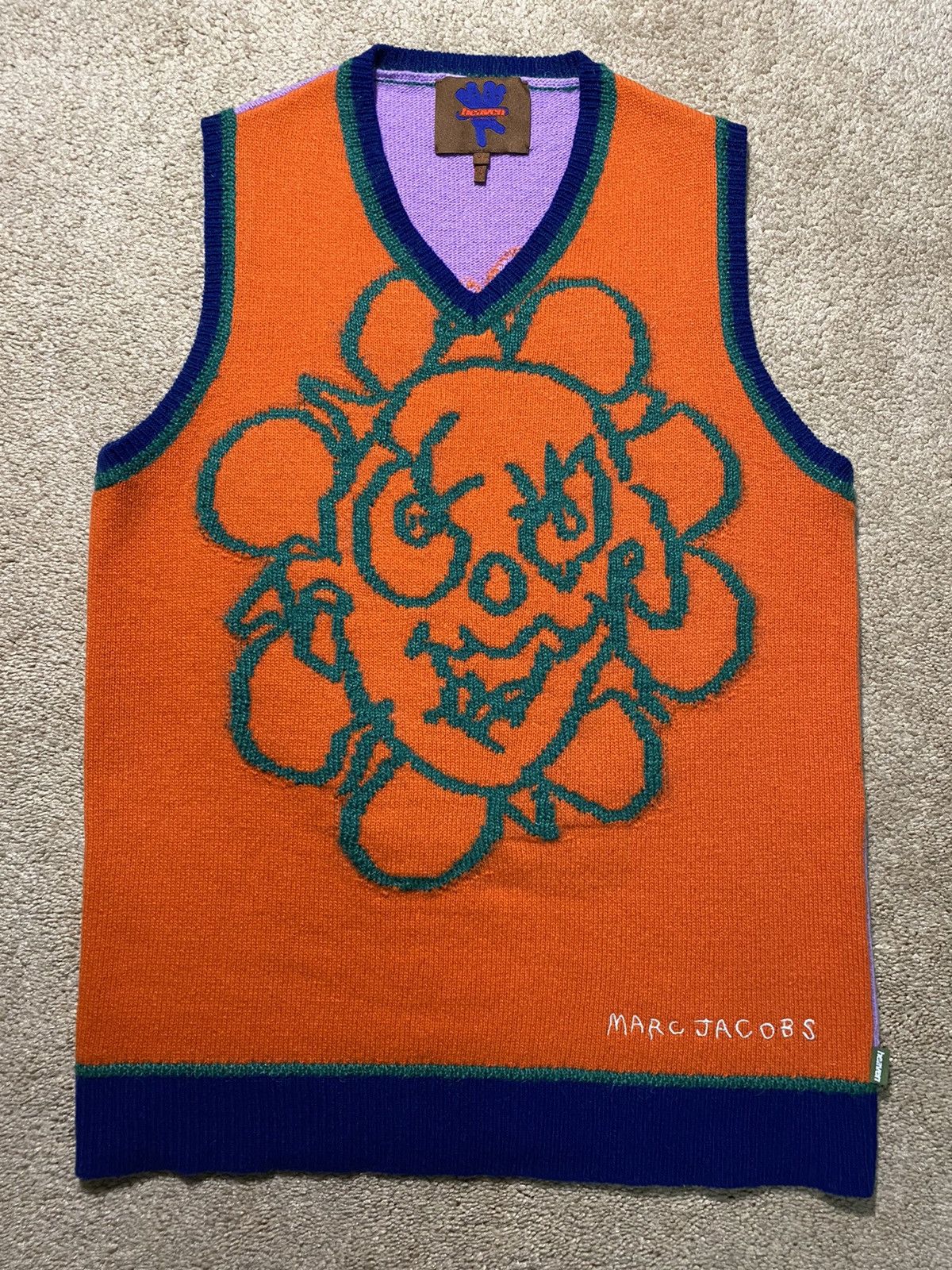 Marc Jacobs FW20 Heaven by Marc Jacobs Crazy Daisy Vest XS Orange