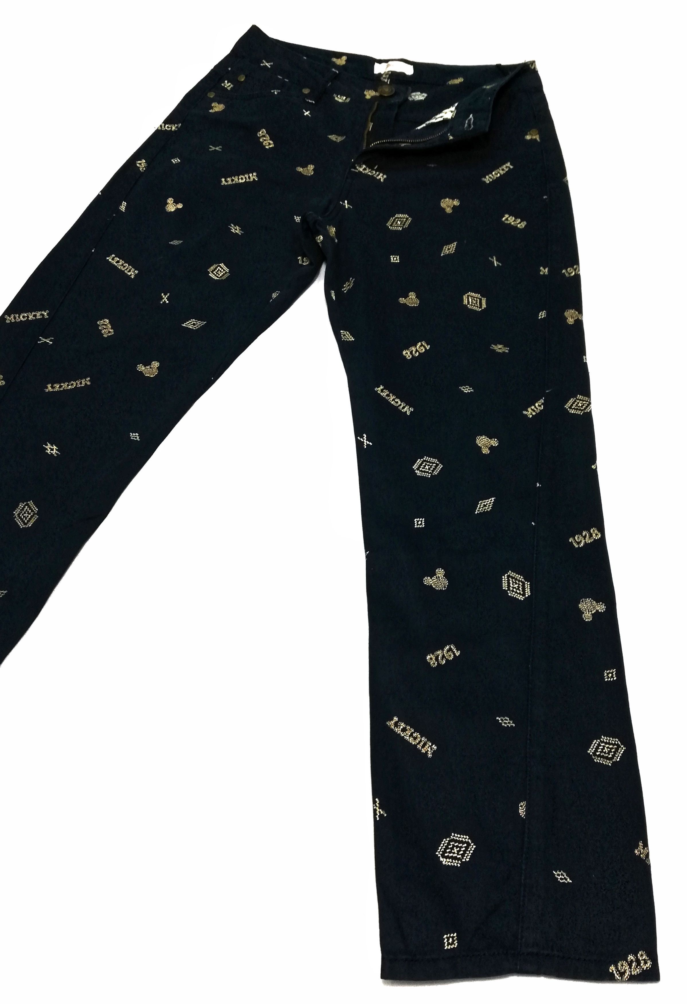 Disney × Mickey Mouse 🔥Disney Slim Fit Mickey Embroidered Casual Pants Cotton🔥 Size US 28 / EU 44 - 4 Thumbnail