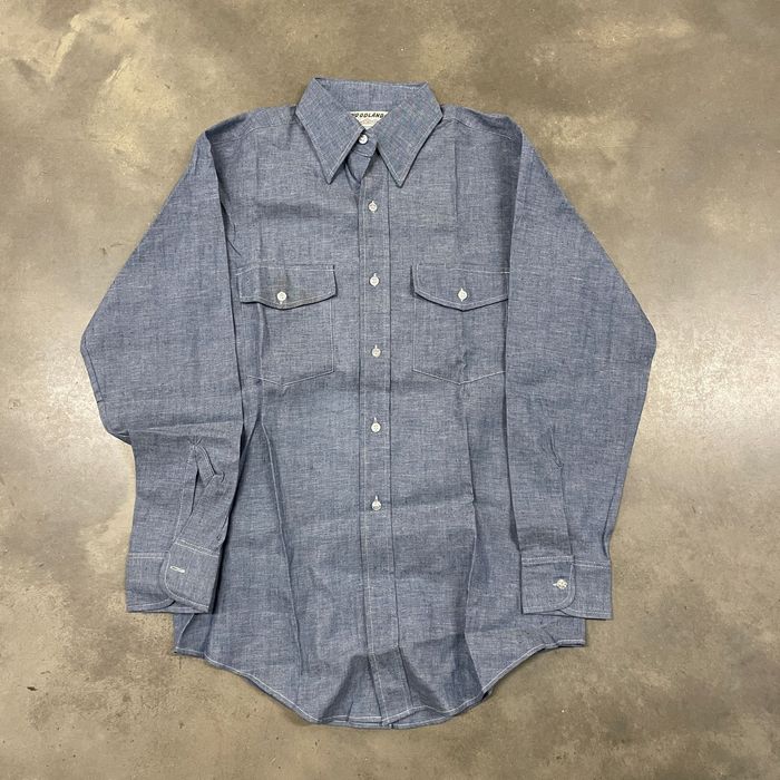 Vintage 60s 'Woodland' Blue 100% Cotton Denim Chambray Button Up | Grailed