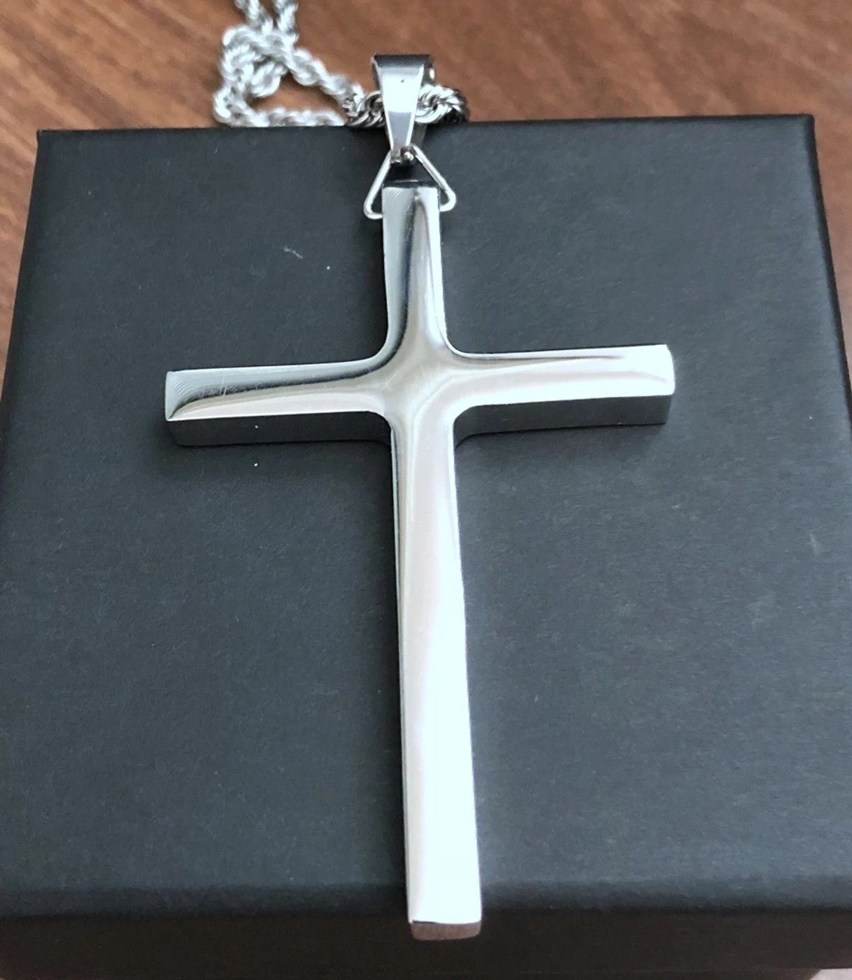 70s Silver Jumbo Cross Necklace
