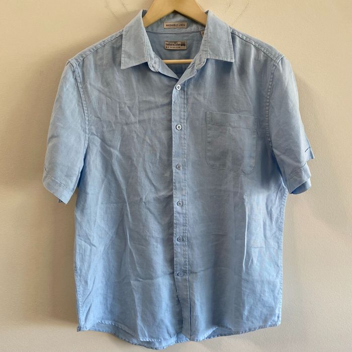 Vintage Natural Blue Visitor Linen S/S Shirt | Grailed