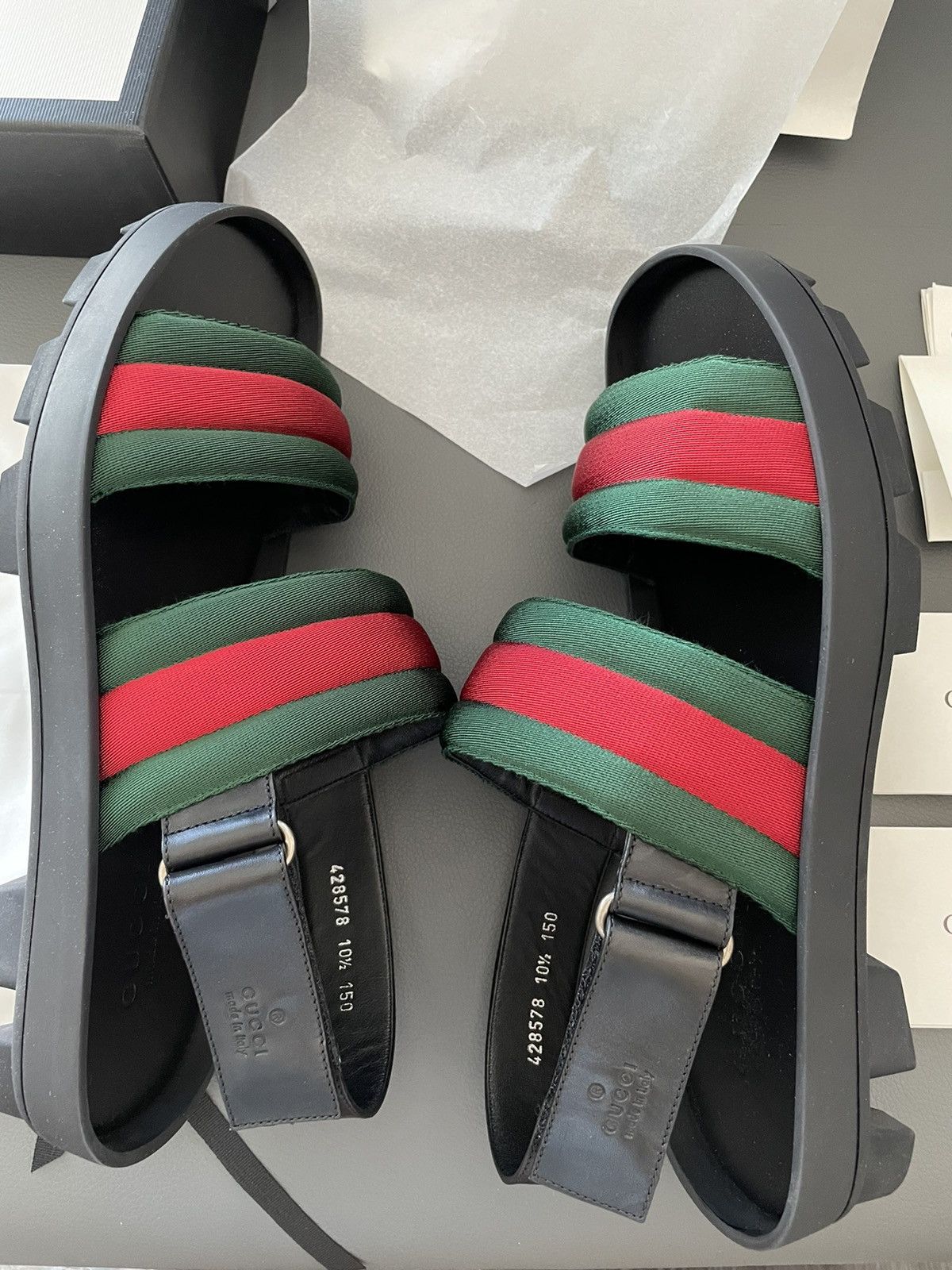 Gucci Rare Super Runway Iconic Gucci Tri Color Sandal Slides Shoes Size US 11 / EU 44 - 12 Thumbnail