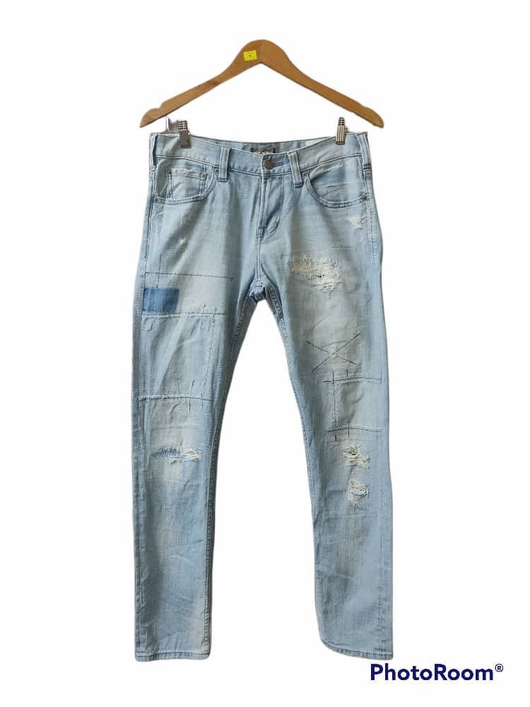 Designer Bayflow patchwork distressed skinny jeans pants | Grailed