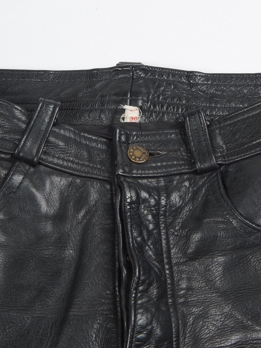 Genuine Leather × Vintage Vintage Made In England Leather Black Biker High Rise Pants Size US 30 / EU 46 - 4 Thumbnail