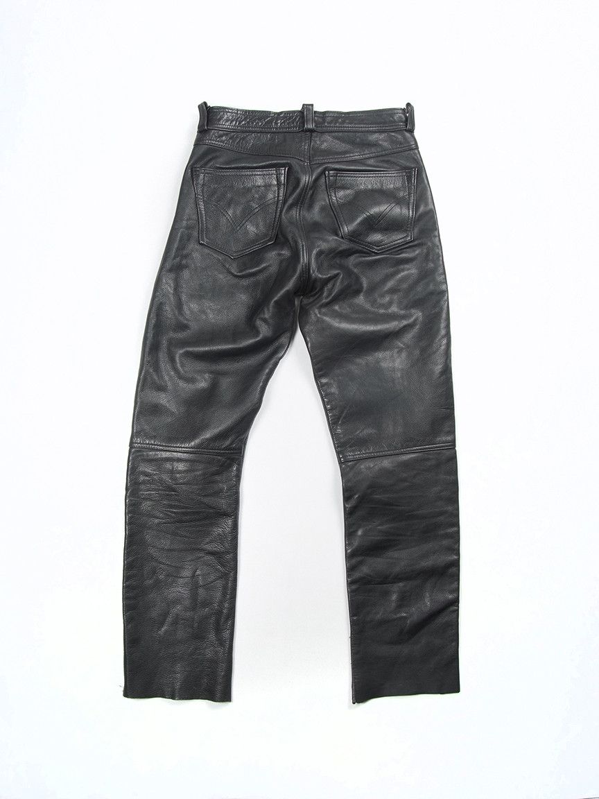 Genuine Leather × Vintage Vintage Made In England Leather Black Biker High Rise Pants Size US 30 / EU 46 - 2 Thumbnail