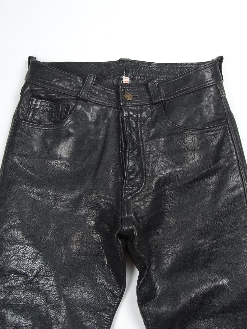 Genuine Leather × Vintage Vintage Made In England Leather Black Biker High Rise Pants Size US 30 / EU 46 - 3 Thumbnail