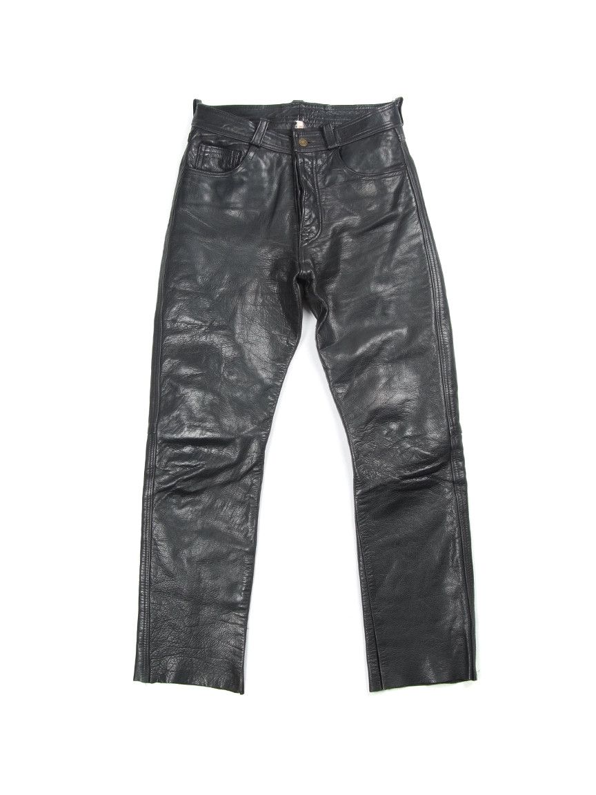 Genuine Leather × Vintage Vintage Made In England Leather Black Biker High Rise Pants Size US 30 / EU 46 - 1 Thumbnail