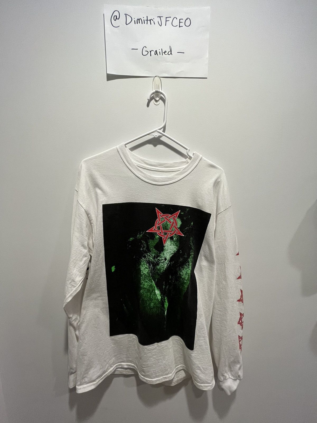 image of Playboi Carti Neon Tour Pentagram L/s Tee in White, Men's (Size Large)