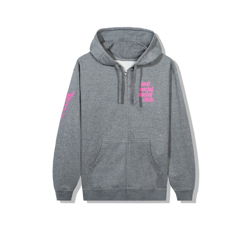 DS Pink ASSC Split Grey Zip Hoodie BAPE KITH FTP FOG CDG