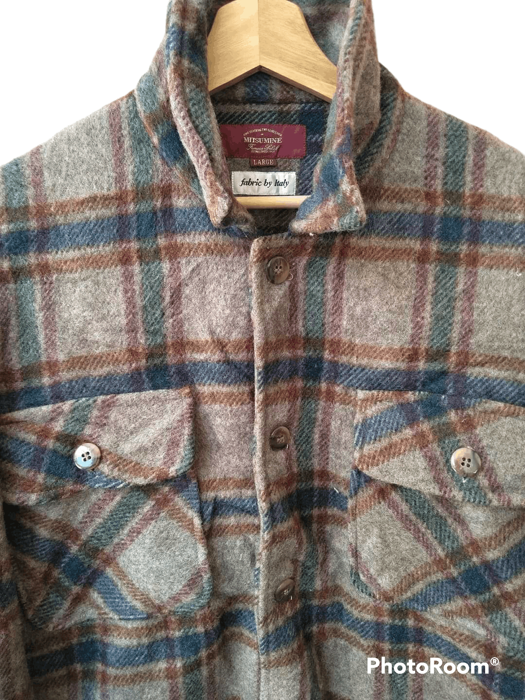 Vintage Vtg 90s Mitsumine Italian Fabric Wool Double Elbow PLAID Size US L / EU 52-54 / 3 - 5 Thumbnail