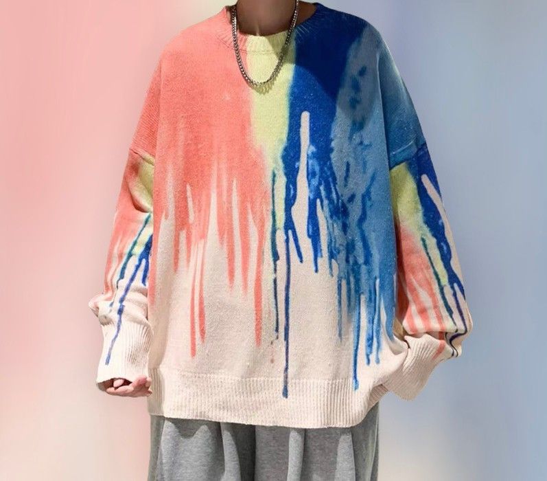 Very Cool New 21AW Hype Paint Splatter Knitwear Jumper Sweatshirt Grailed