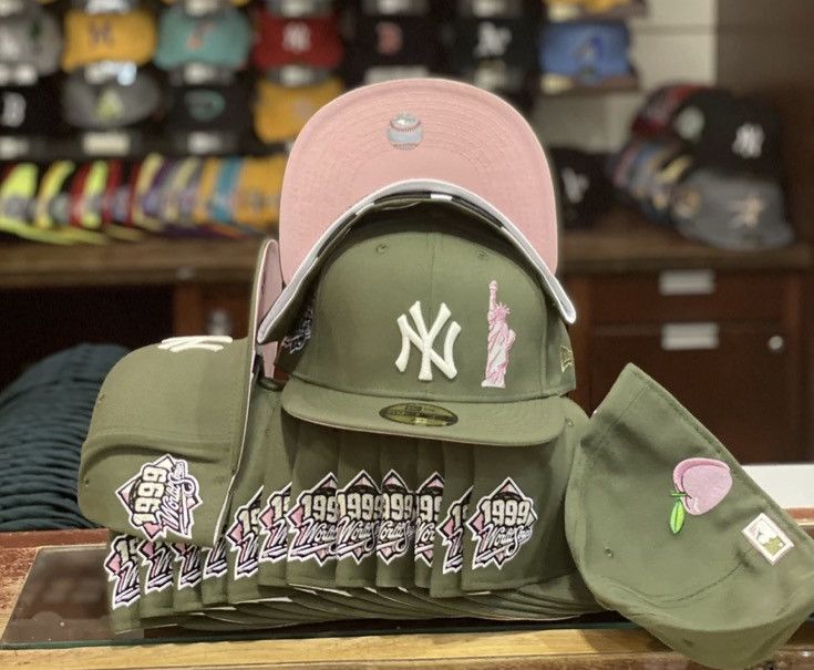 NEW YORK YANKEES 1999 WORLD SERIES BROWN PINK BRIM NEW ERA FITTED