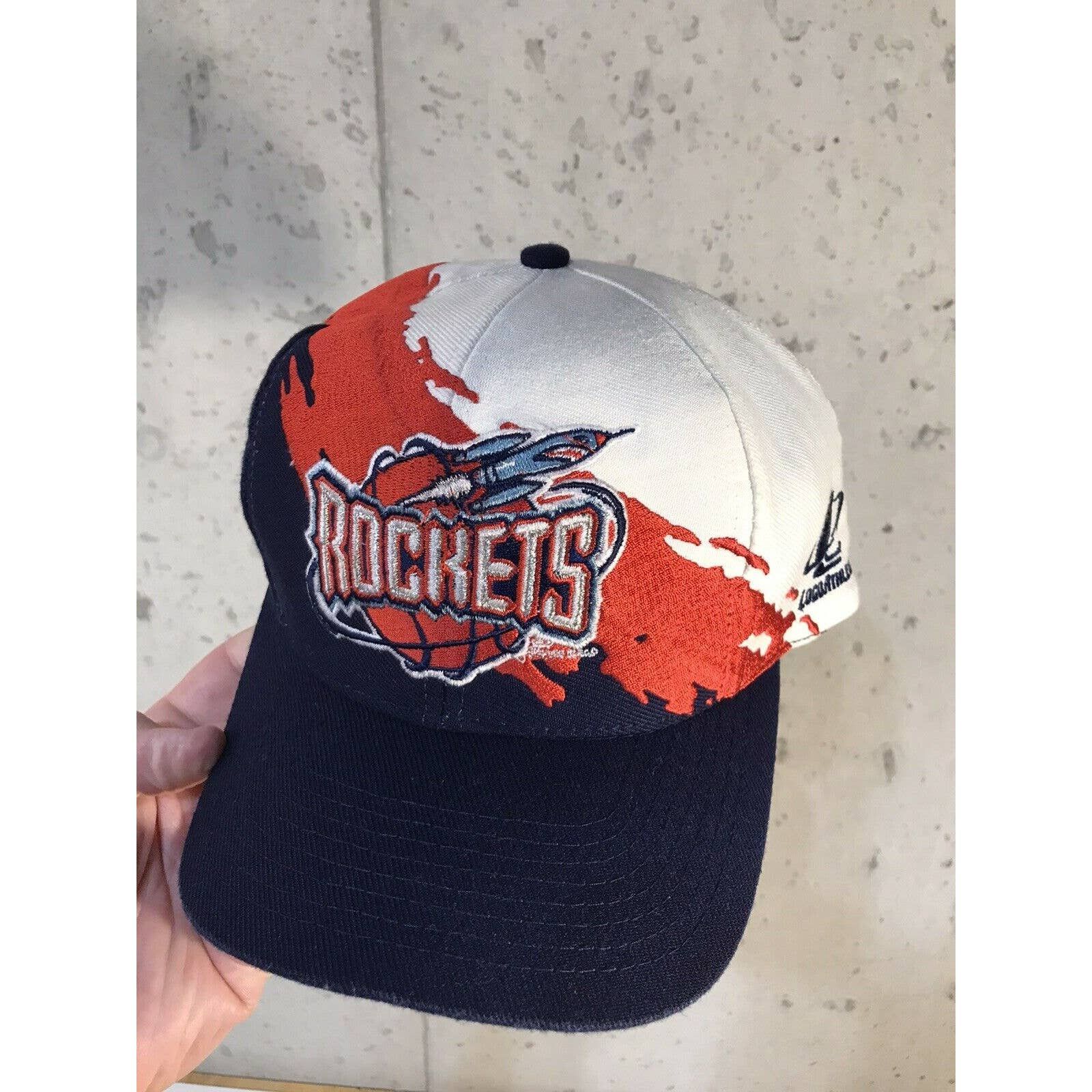 Logo Athletic 90s Houston Rockets Logo Athletic Splash Snapback Hat Cap ...