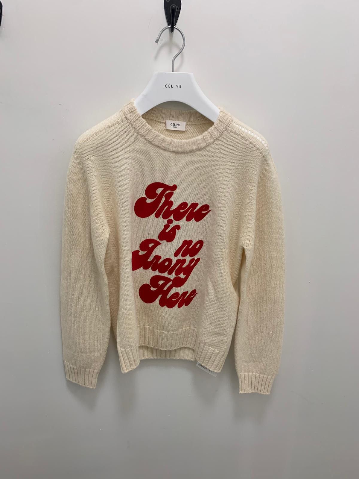Celine Pullover Round Neck Flock Print in Ivory Size US S / EU 44-46 / 1 - 3 Thumbnail