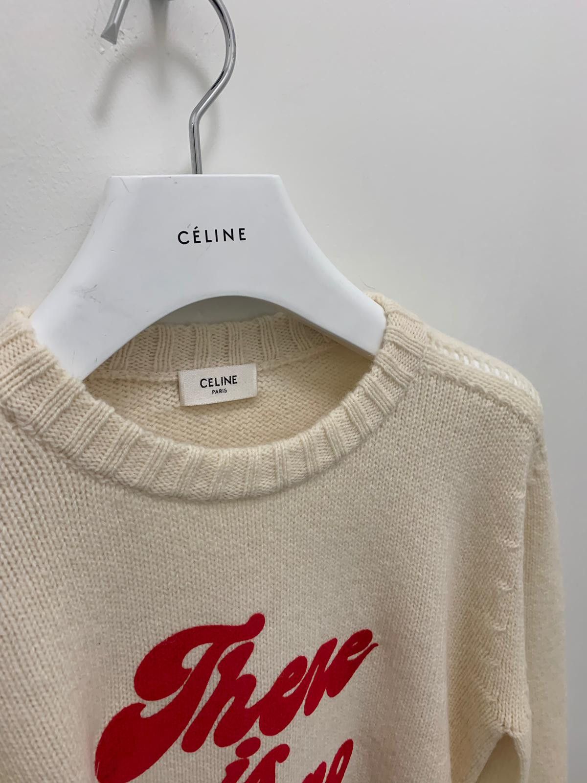 Celine Pullover Round Neck Flock Print in Ivory Size US S / EU 44-46 / 1 - 2 Thumbnail
