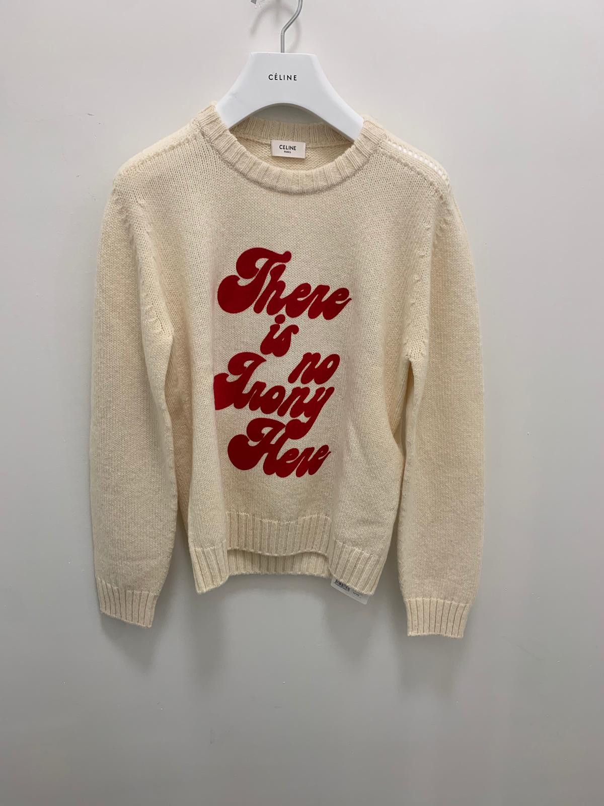 Celine Pullover Round Neck Flock Print in Ivory Size US S / EU 44-46 / 1 - 1 Thumbnail