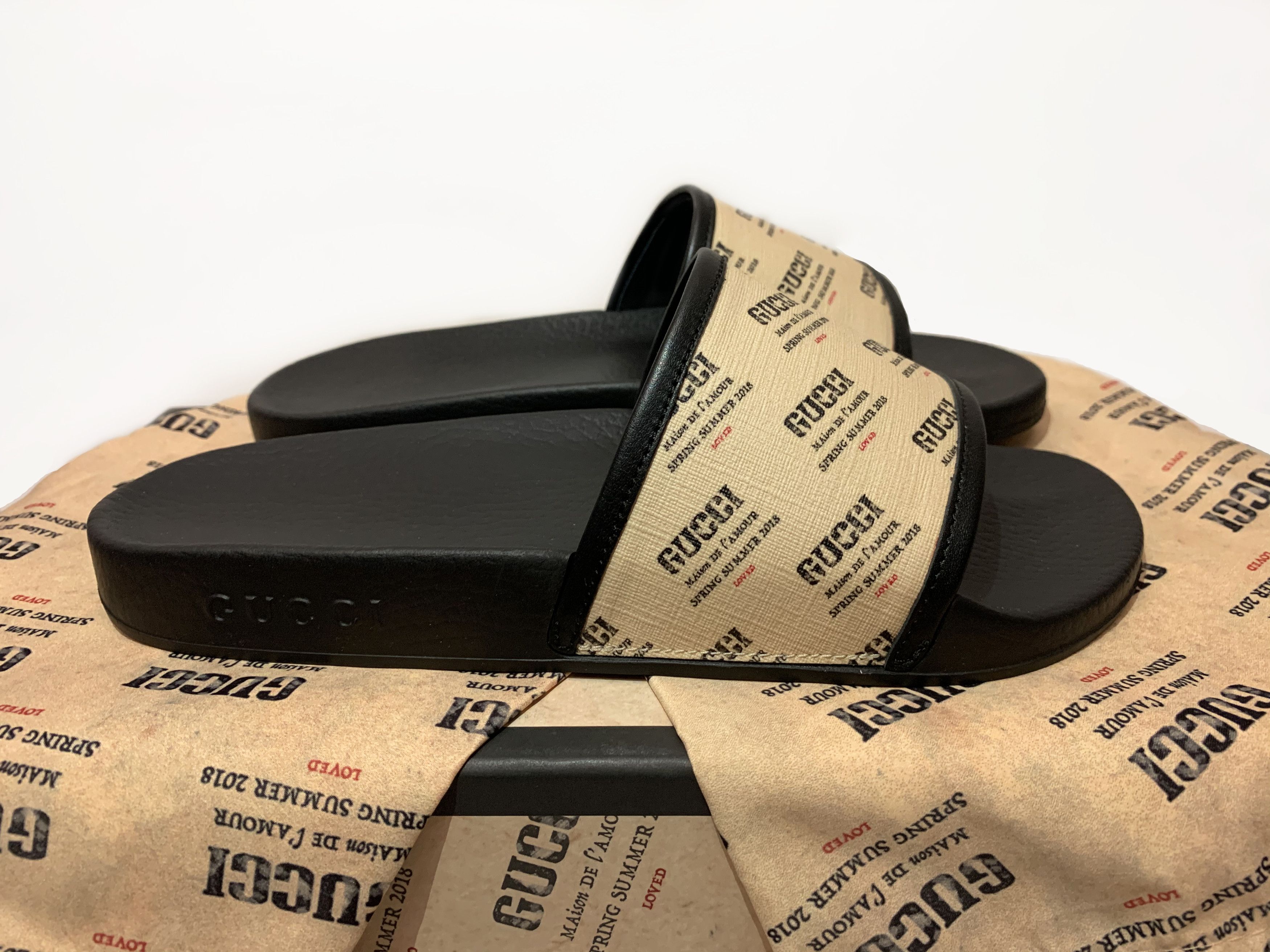 Gucci Invite Print Slides Gucci Logo Printed / Invite Print Rubber Pool Slides main image 2