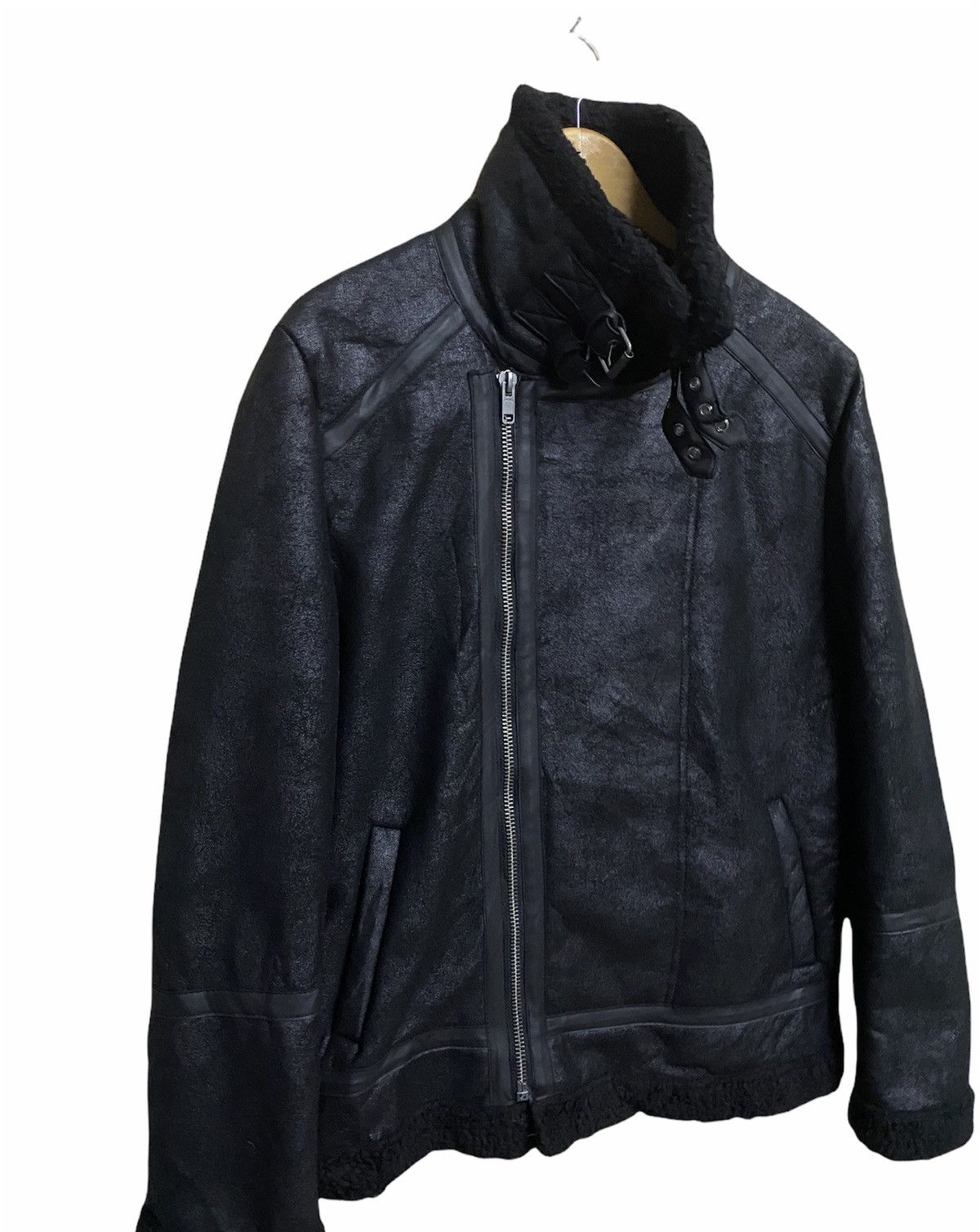 Divided H&M Divided Black Faux Shearling Aviator Jacket Moto Biker Size US M / EU 48-50 / 2 - 3 Thumbnail
