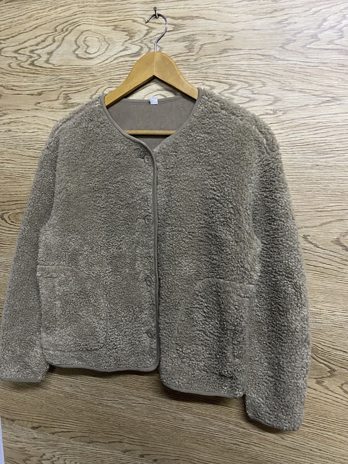 Japanese Brand × Uniqlo Uniqlo Sherpa Fleece Jacket - Light Olive - Button-Up Size US M / EU 48-50 / 2 - 3 Thumbnail