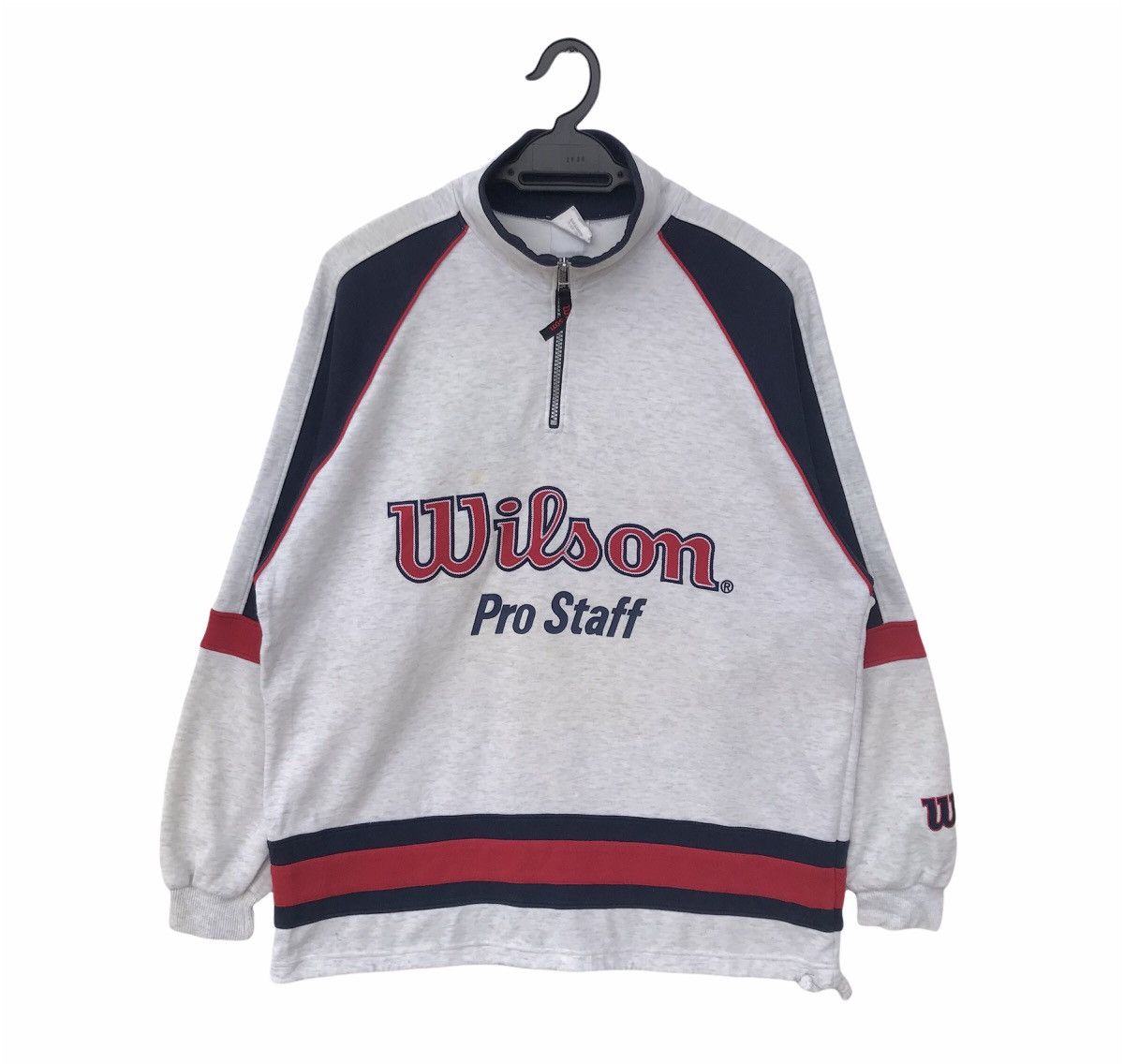 Vintage Vintage 90s WILSON Pro Staff Half-Zip Sweatshirt Size US L / EU 52-54 / 3 - 1 Thumbnail