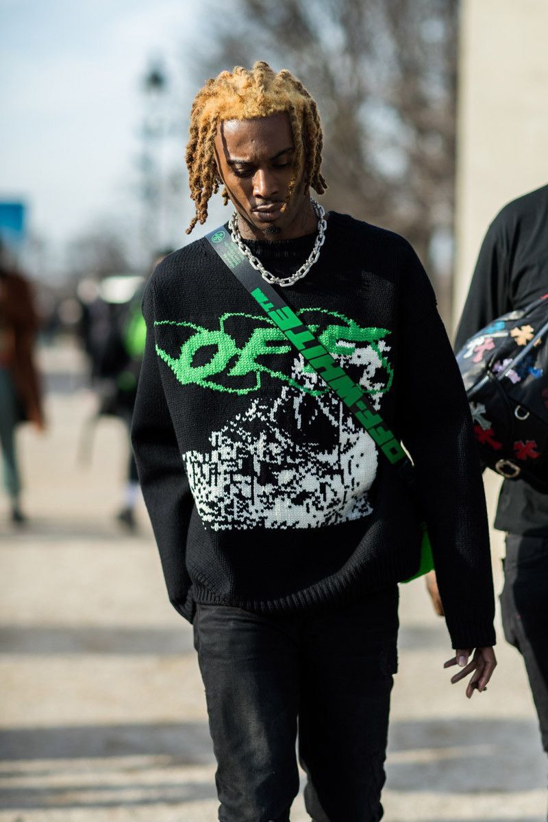 Off-White OFF-WHITE 19AW Ruined Factory Knit Sweater Playboi Carti | Grailed