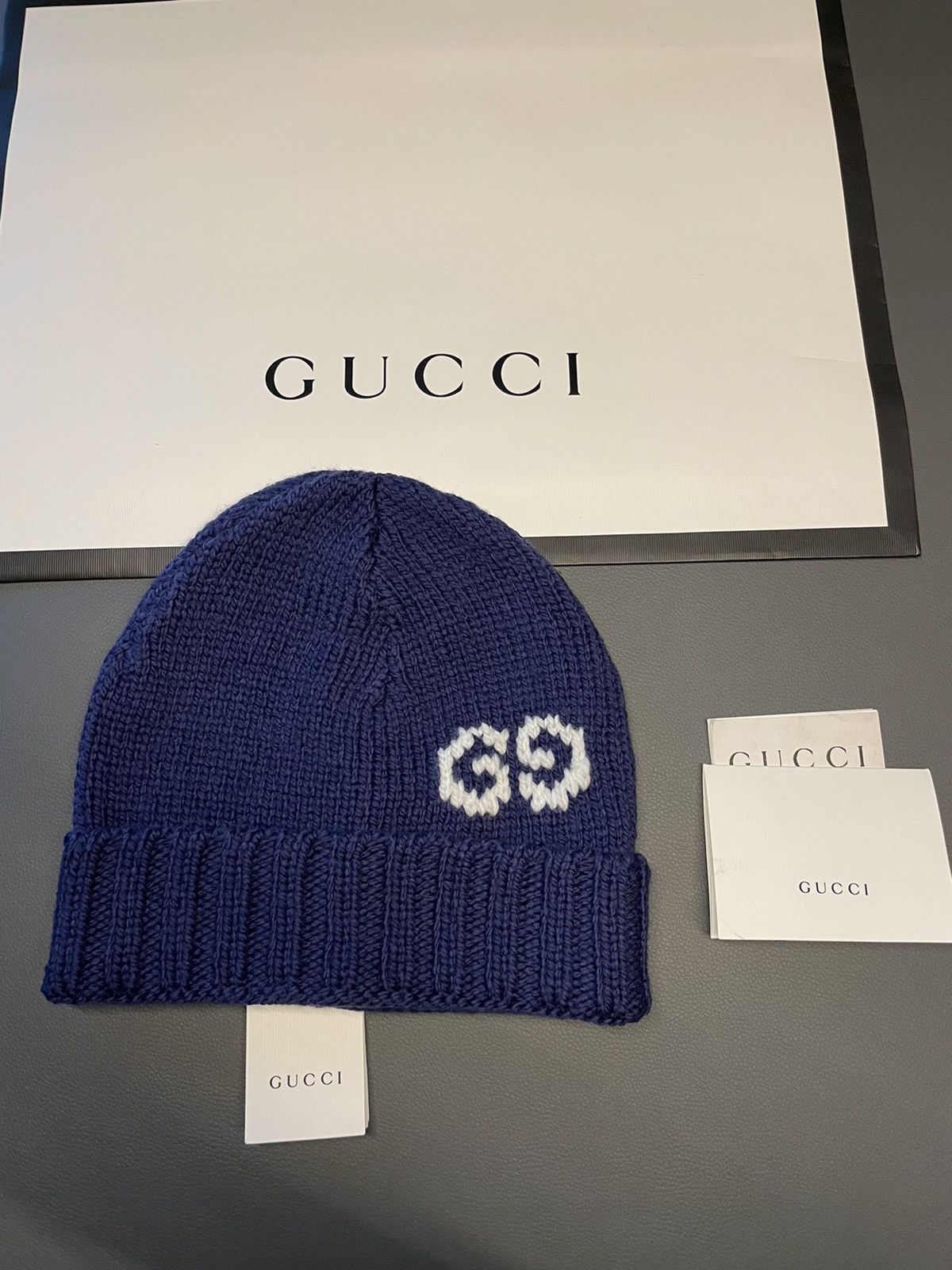 Gucci Rare Brand NEW Sold Out Runway 100% Virgin Wool GG Logo Hat Size ONE SIZE - 12 Thumbnail