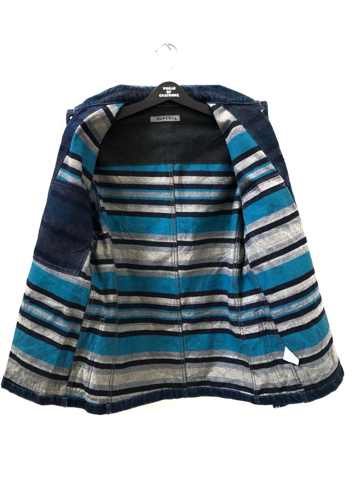 Vintage Vintage RUPERT Japan Border Striped Jailer Denim Jacket Size US S / EU 44-46 / 1 - 14 Thumbnail