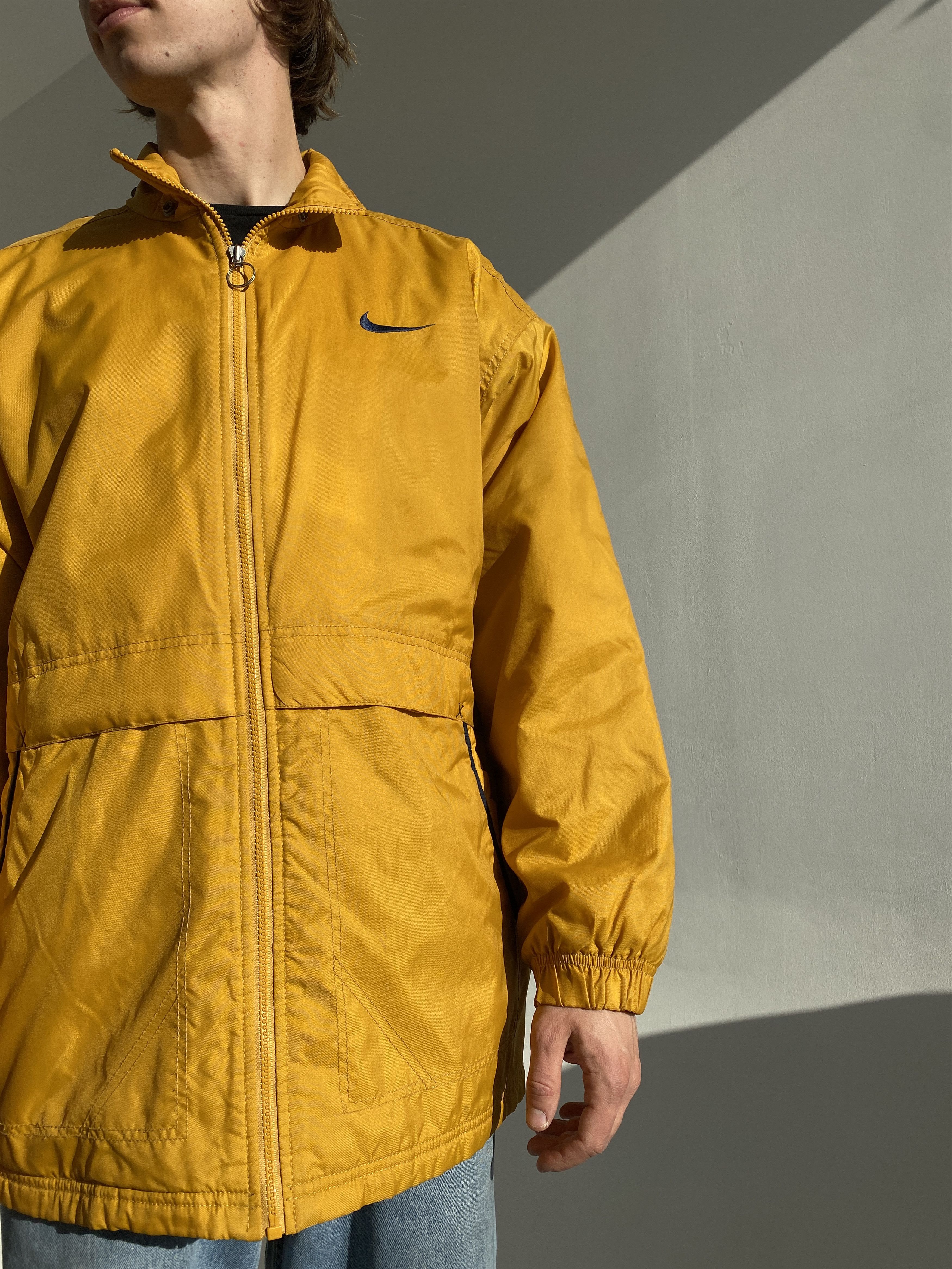 Nike Vintage Nike Big Swoosh Logo Padded Nylon Jacket Yellow M Size US M / EU 48-50 / 2 - 6 Thumbnail