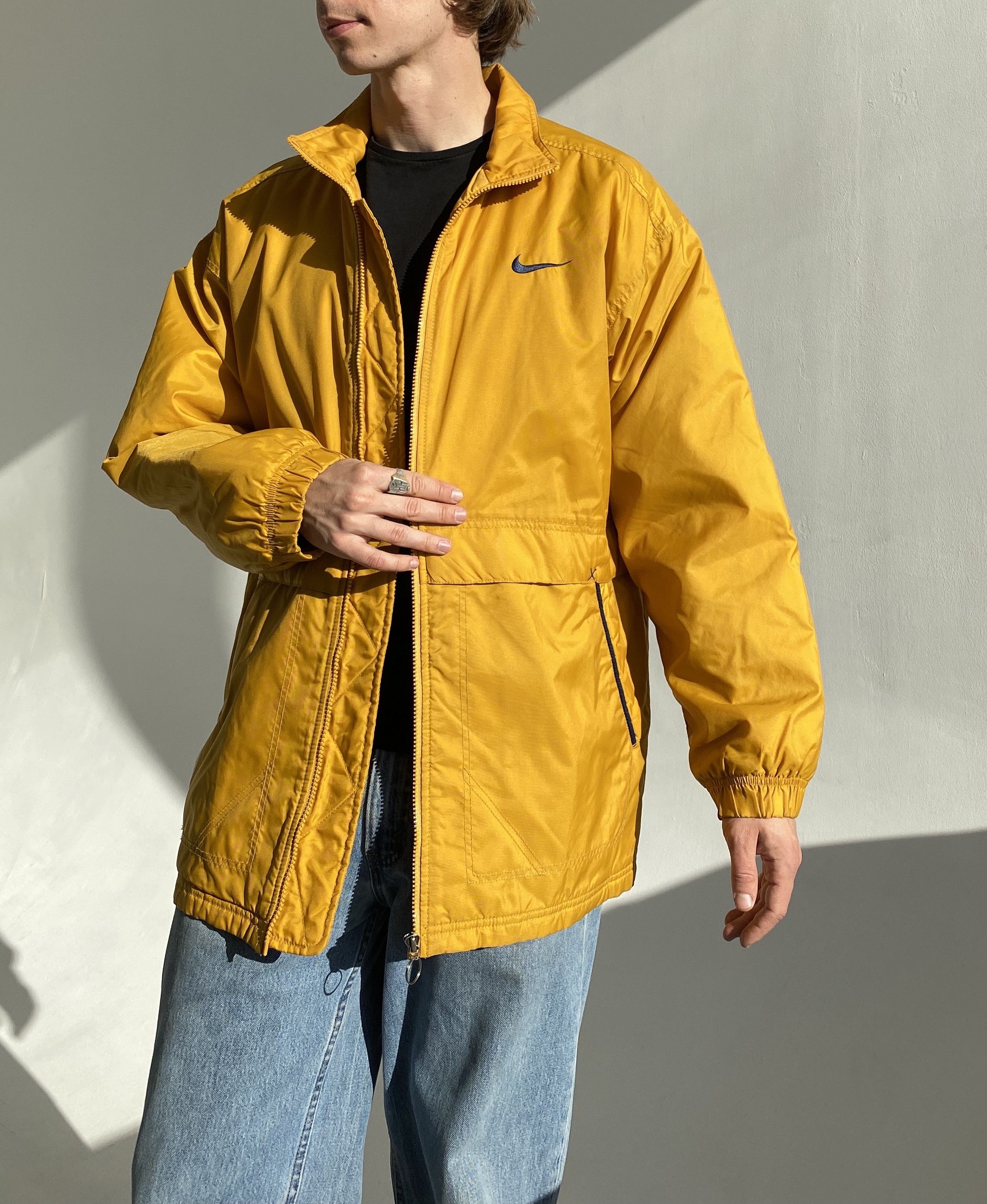 Nike Vintage Nike Big Swoosh Logo Padded Nylon Jacket Yellow M Size US M / EU 48-50 / 2 - 1 Thumbnail