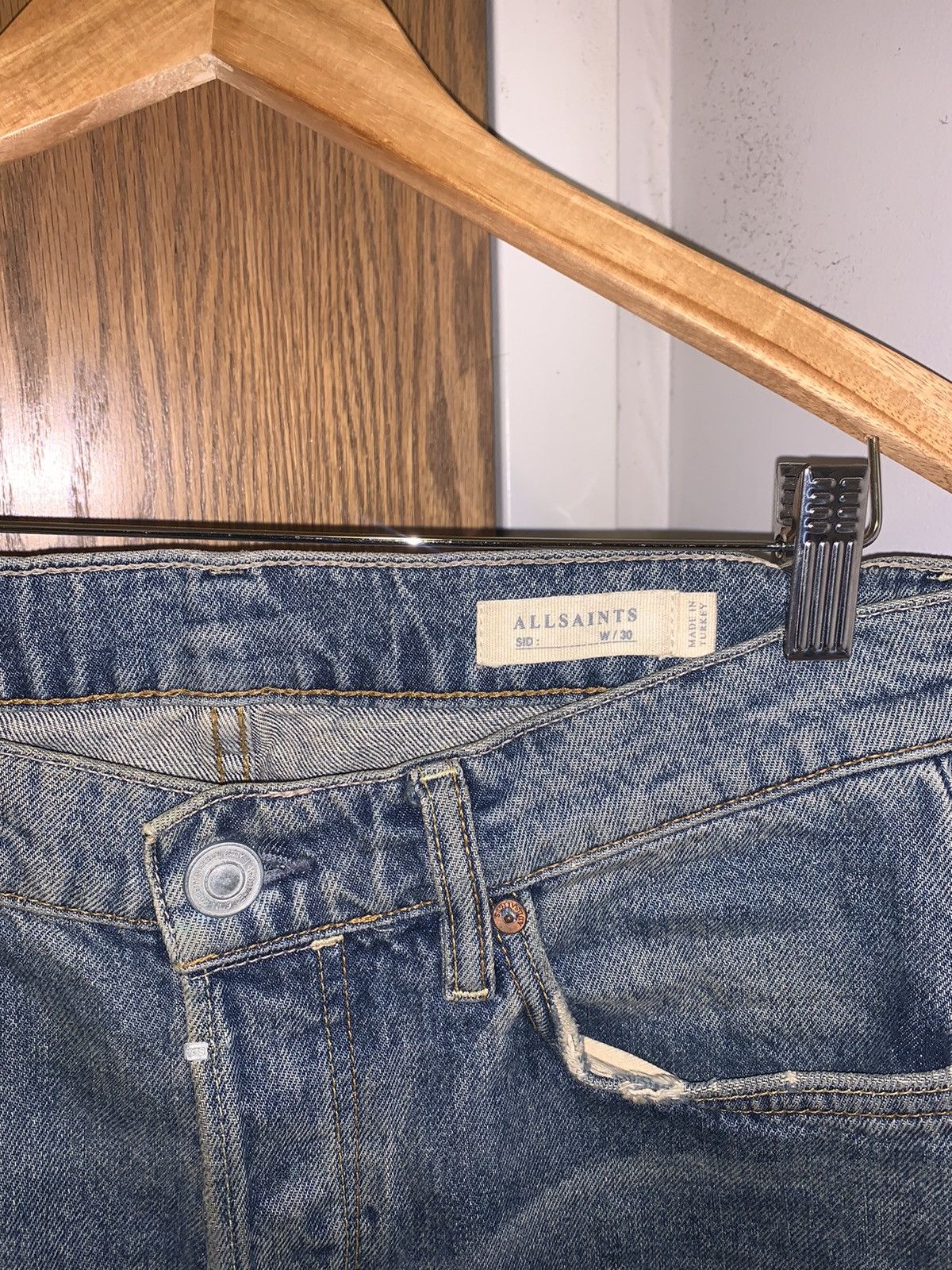 Allsaints Allsaints Raw Edge Distressed Tapered Jeans Size US 30 / EU 46 - 2 Thumbnail