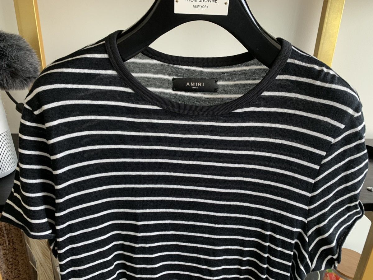 Amiri AMIRI Black/White Stripe Cashmere Tee — Large Size US L / EU 52-54 / 3 - 4 Thumbnail