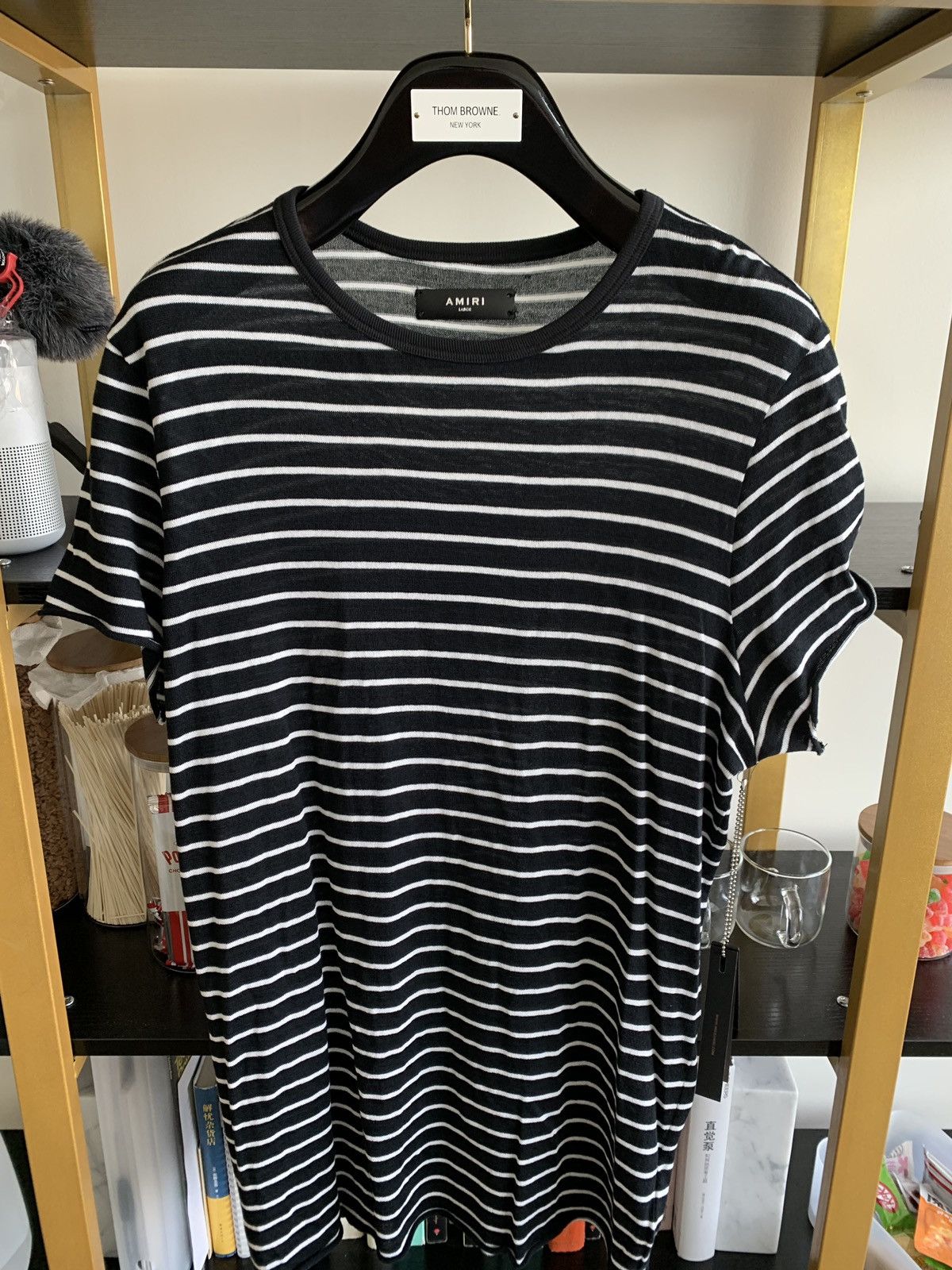 Amiri AMIRI Black/White Stripe Cashmere Tee — Large Size US L / EU 52-54 / 3 - 1 Thumbnail